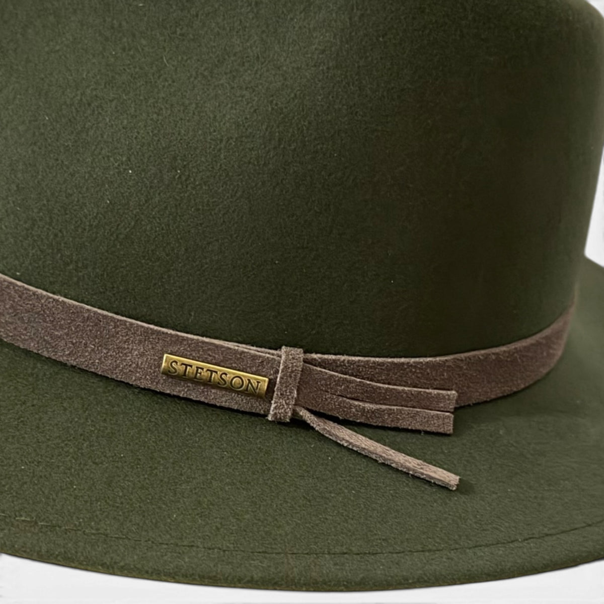 Cappello Traveller In Feltro di Lana "Softfelt" Country Nastro In Pelle Stetson Impermeabile e Pieghevole - Verde Oliva