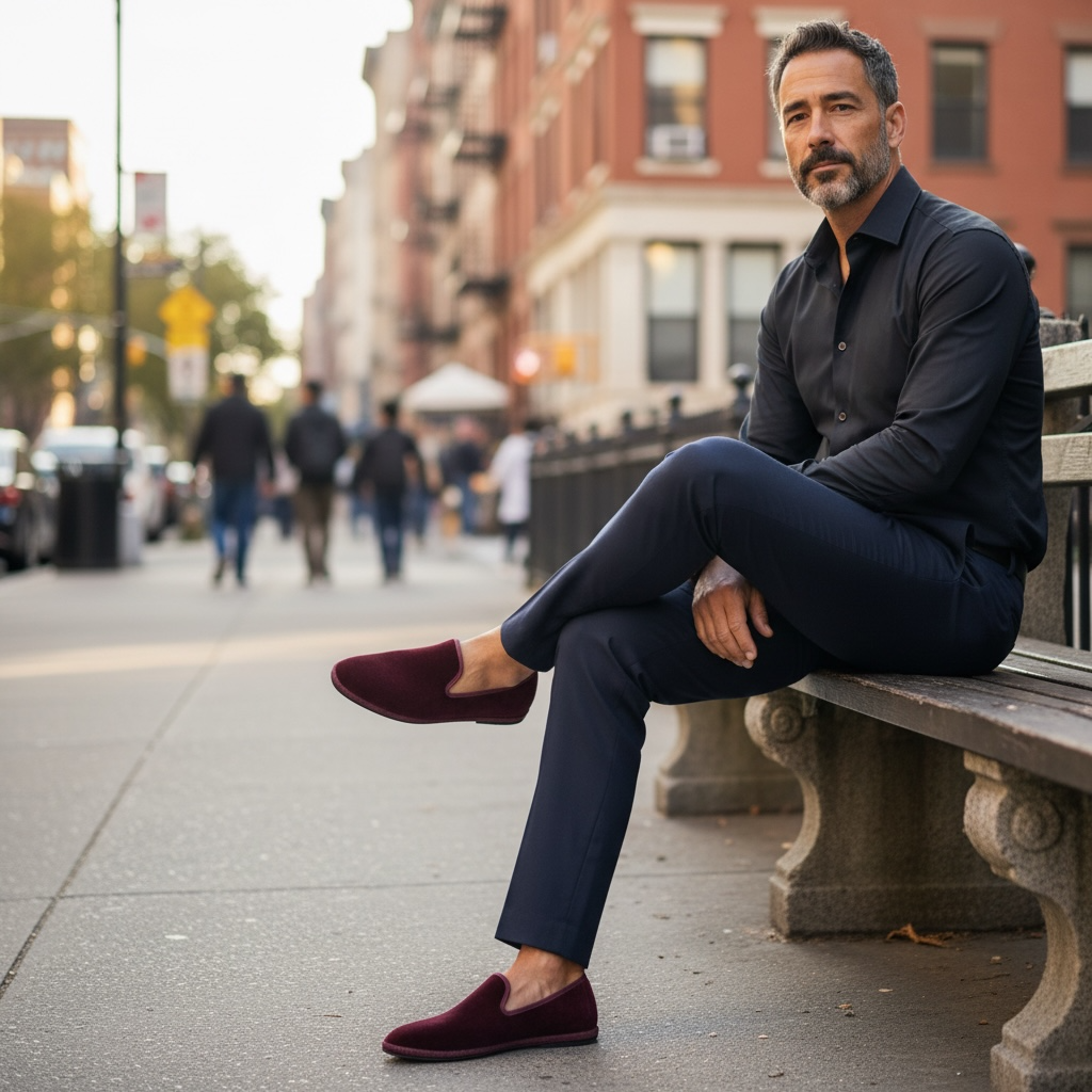 Friulane Originali Uomo In Velluto Bordeaux - Fatte A Mano - Cappelleria Bacca