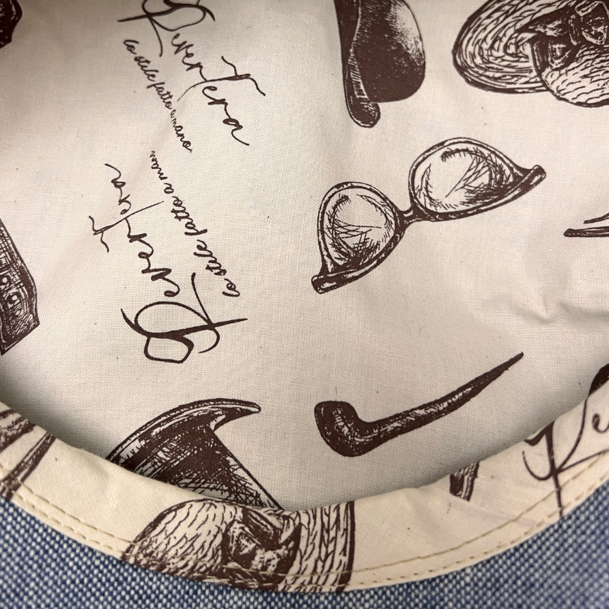 Coppola Uomo Estiva In Puro Lino Principe Di Galles Azzurro E Grigio Revertera