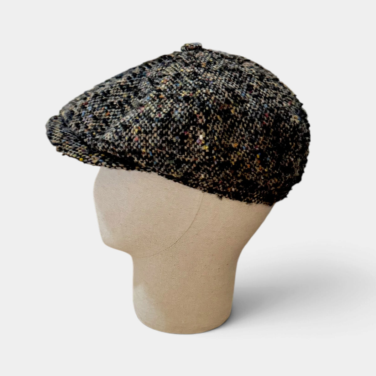 Coppola Irlandese 8 Spicchi Hatteras Stetson in Lana Vergine Donegal Nero