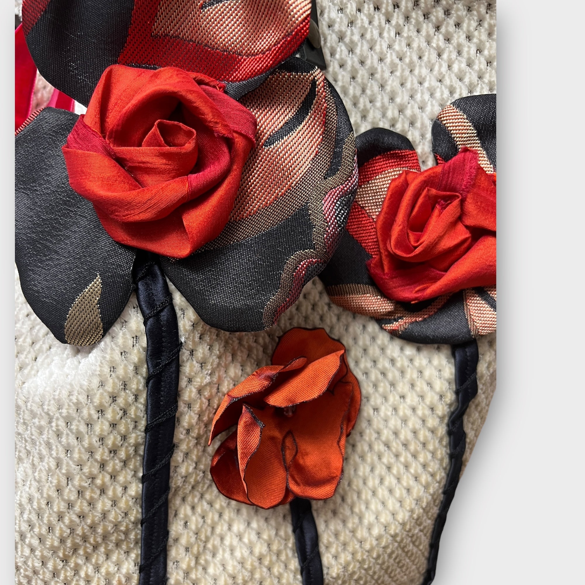 Borsa Shopping in Tessuto Reversibile con Fiori