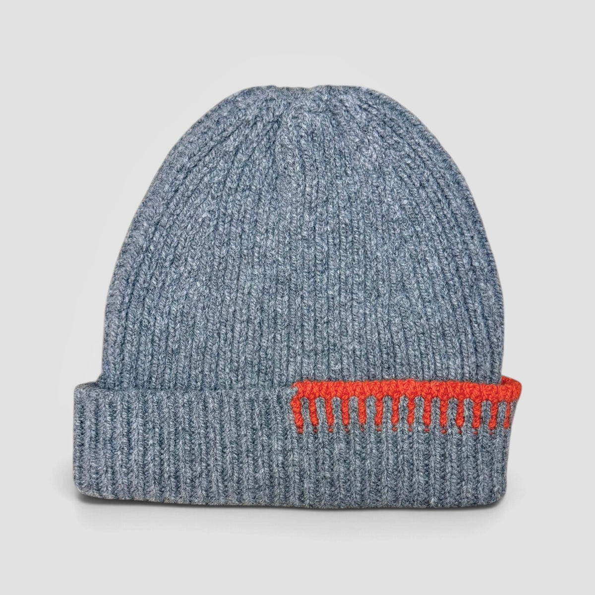 Berretto Con Risvolto In Pura Lana e Cashmere Aran- Motivo Ricamo - Cappelleria Bacca