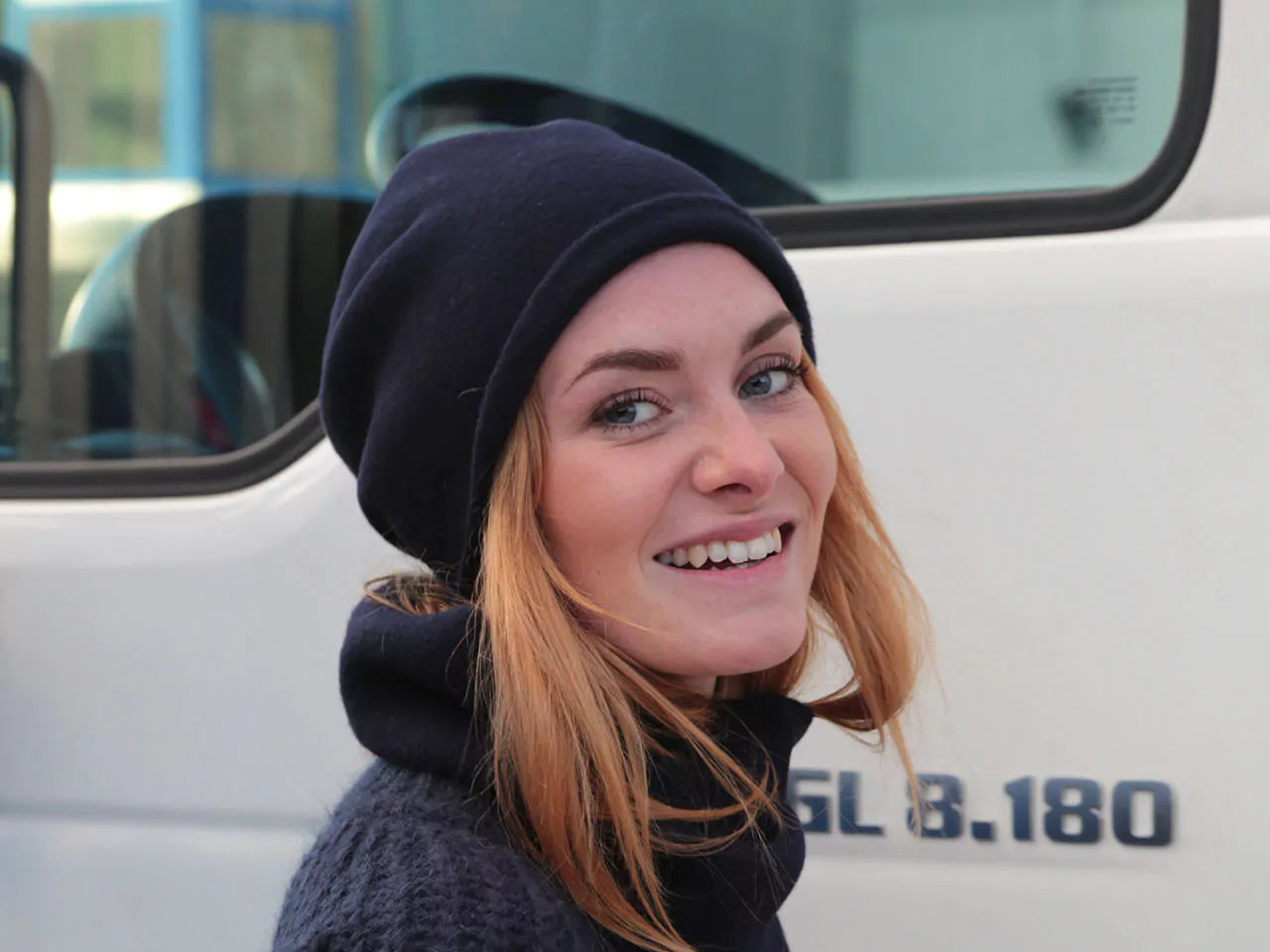 Berretto Beanie In Panno Di Lana "Nero" Kopka