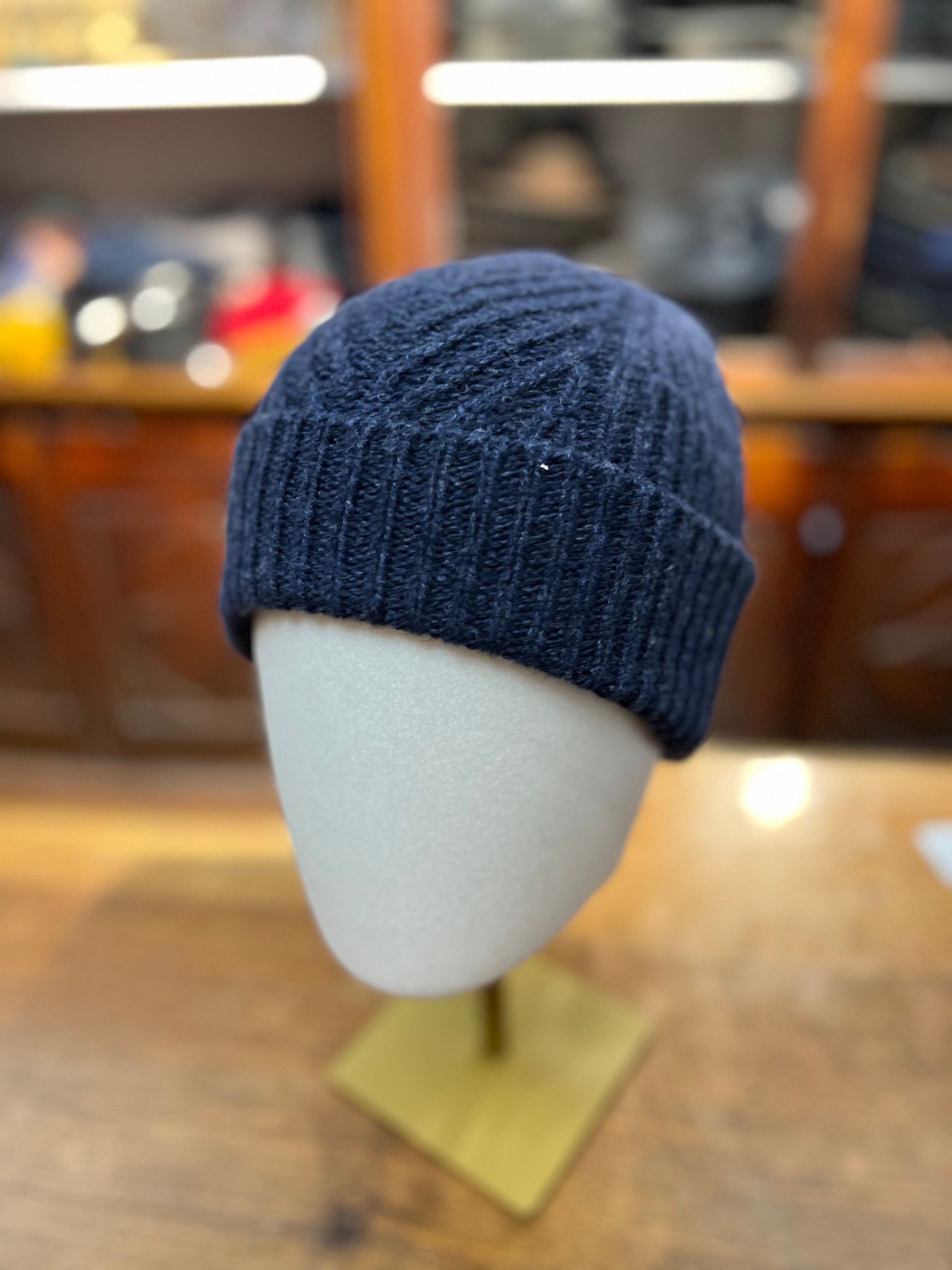 Berretto Beanie In Lana A Coste Fisherman Out Of Ireland Blu