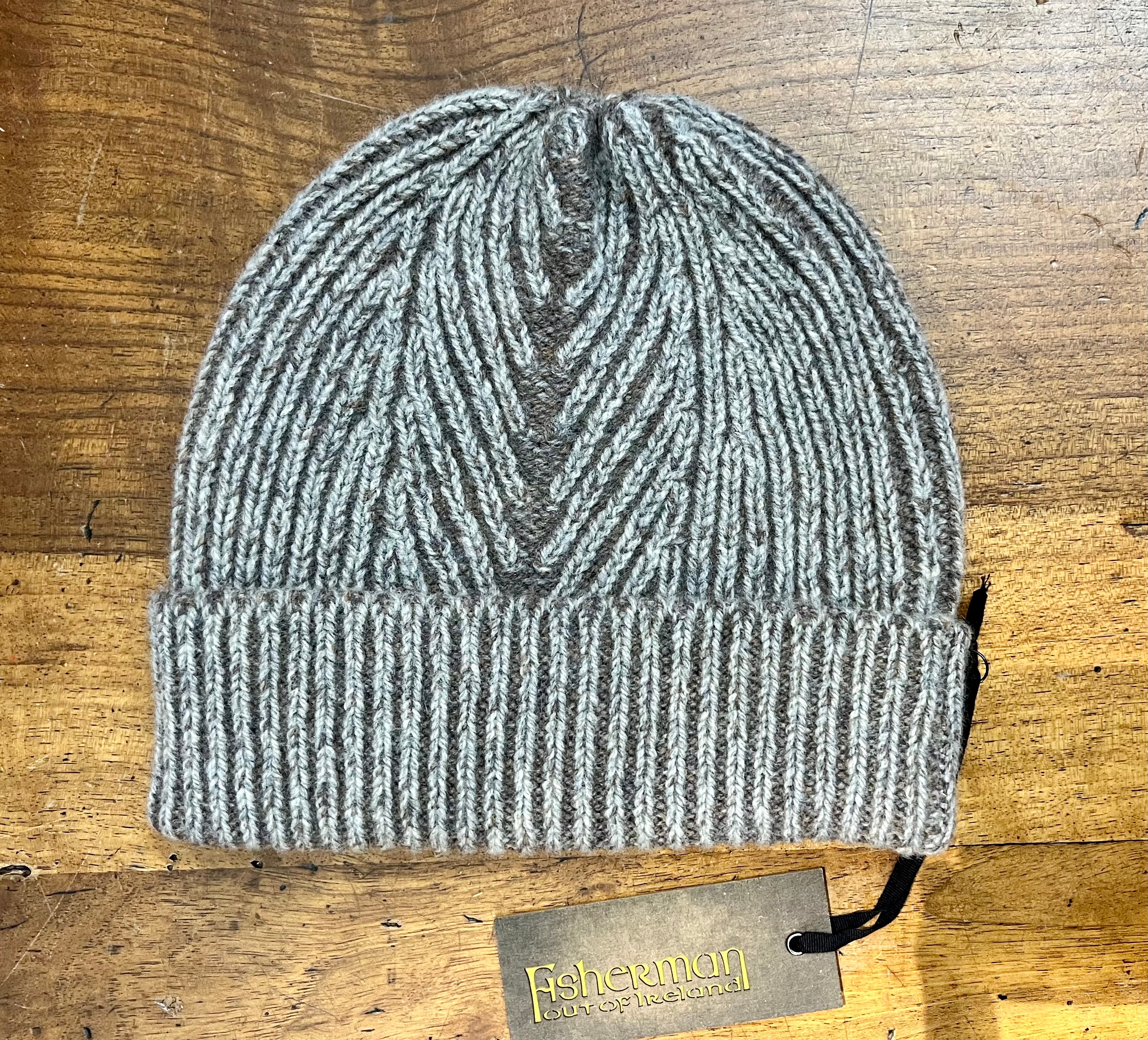 Berretto Beanie In Lana A Coste Fisherman Out Of Ireland Blu