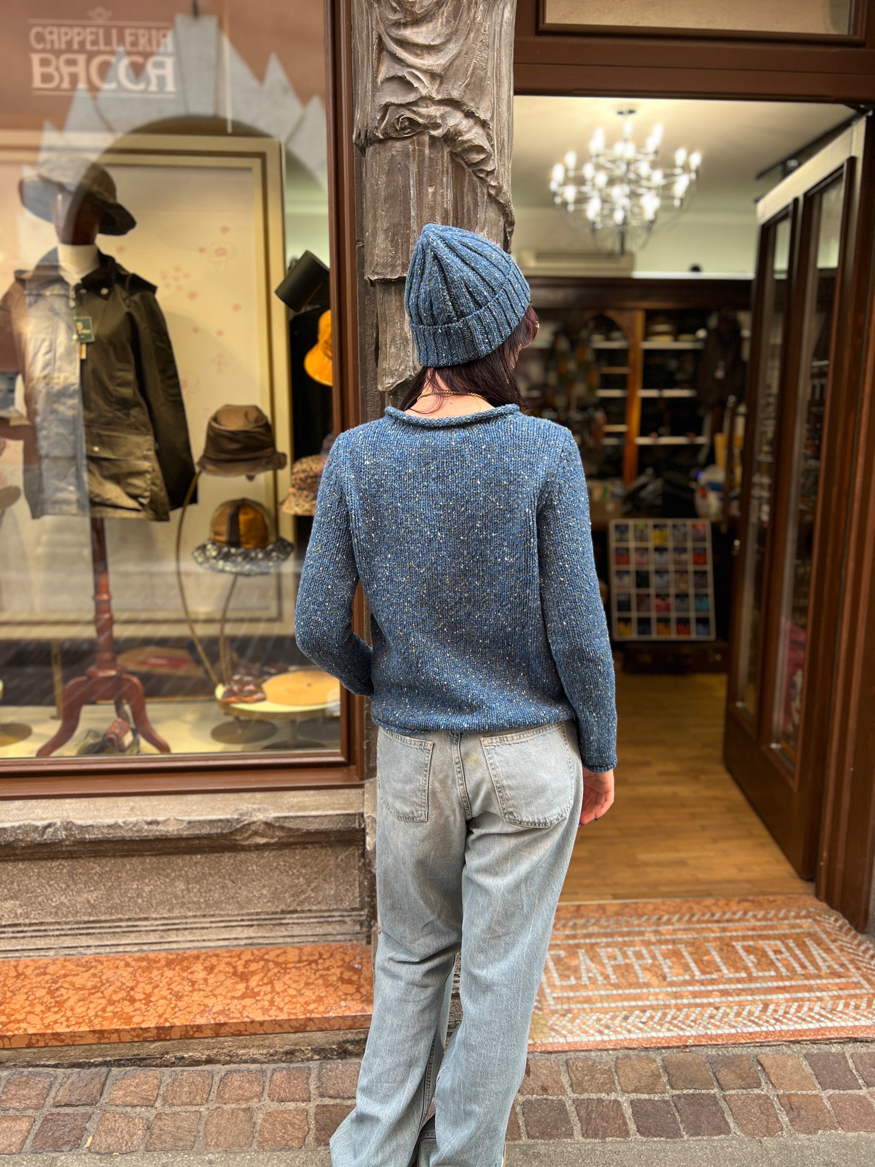 Maglione Donna In Pura Lana Azzurro