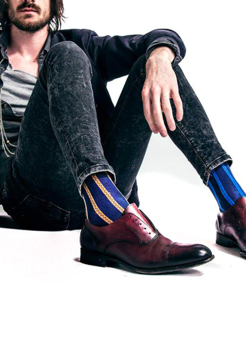 Calzini alti Spaiati Oybo’ Untuned Socks  Blu Stripes