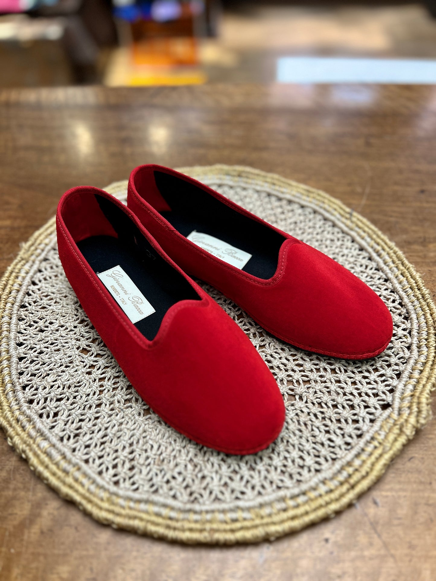 Friulane Scarpe Originali In Velluto Rosso