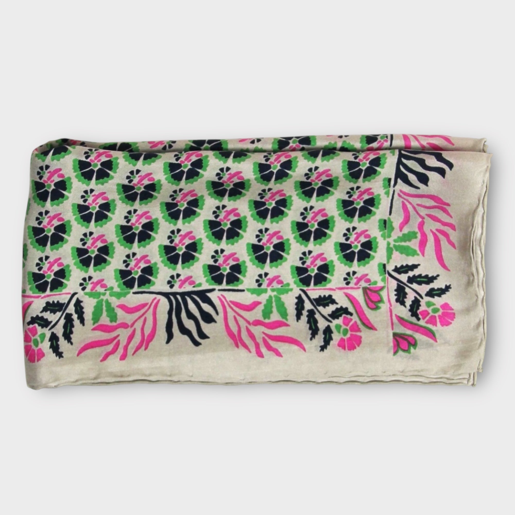 Foulard In Pura Seta 50 x 50 cm Augustine In Scatola Vintage