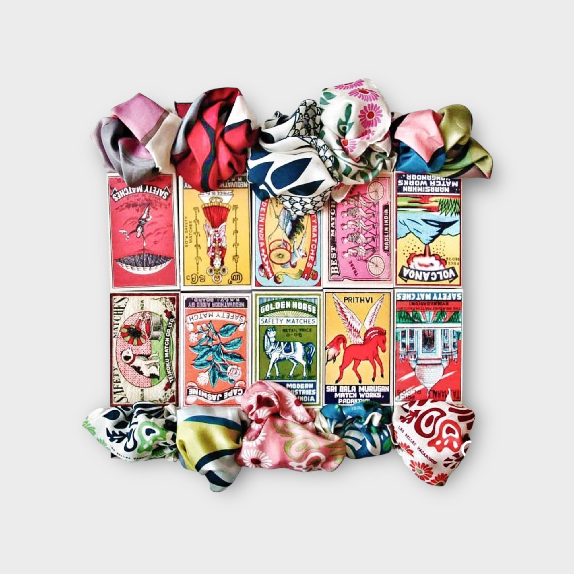 Foulard In Pura Seta 50 x 50 cm Arum In Scatola Vintage