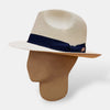 Cappello Panama Originale In Paglia Toquilla  Sbiancato con Nastro Blu - Cappelleria Bacca