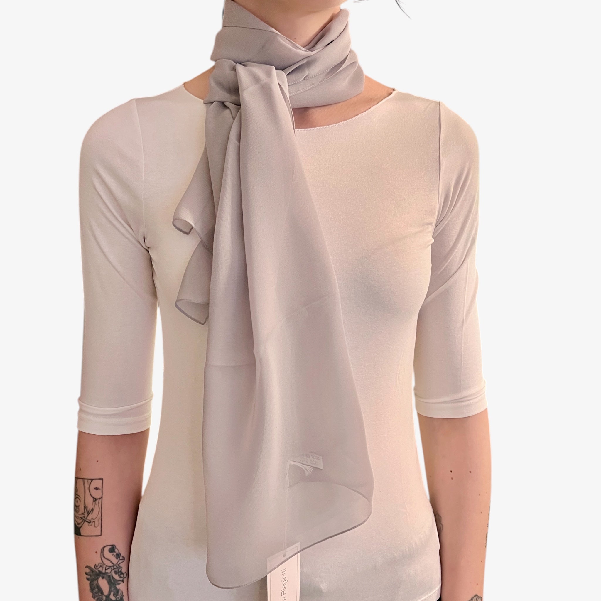 Sciarpa in Pura Seta Georgette Tinta Unita 35x160 cm - Cappelleria Bacca