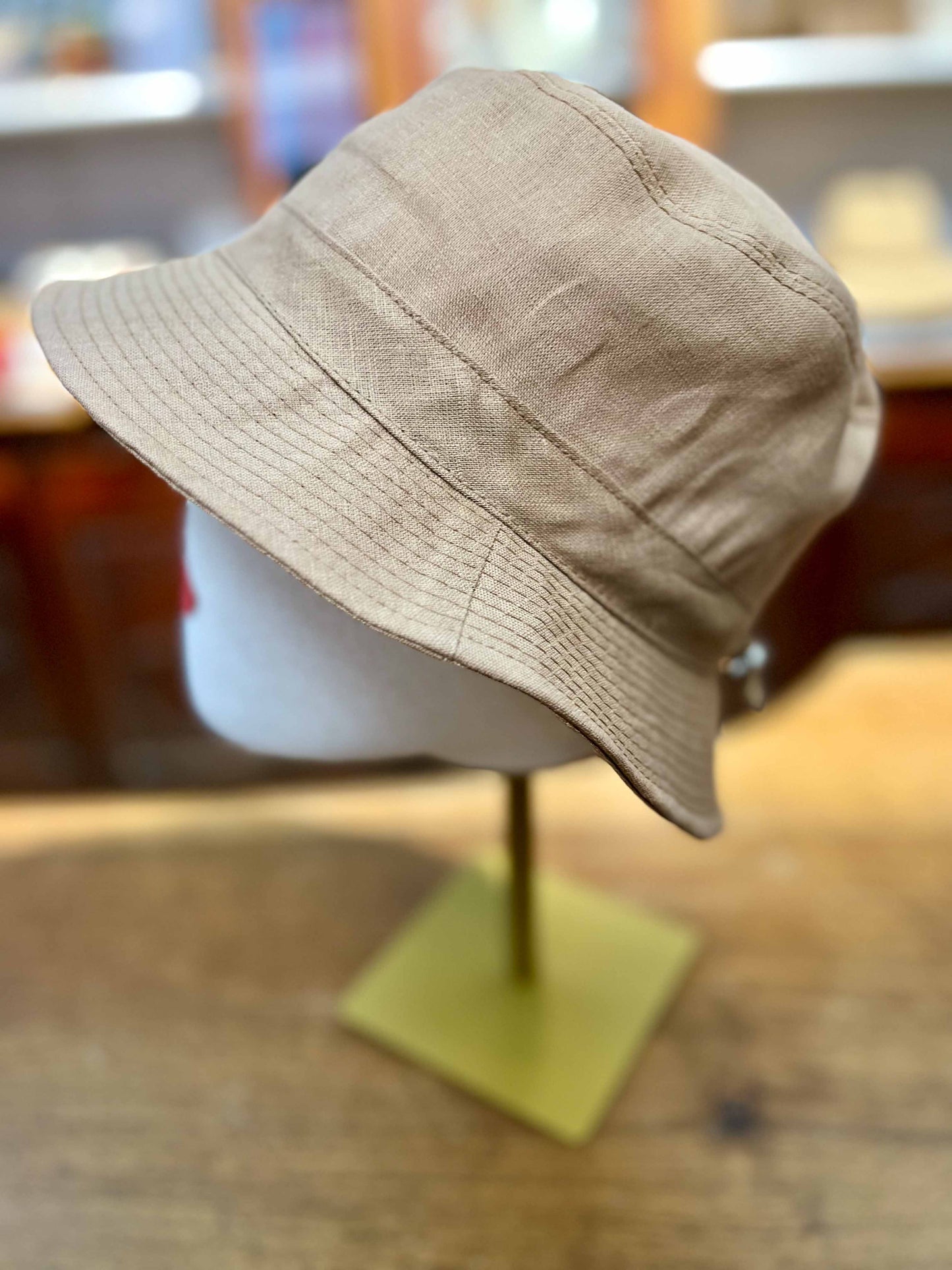 Cappello Bucket In Lino Arrotolabile