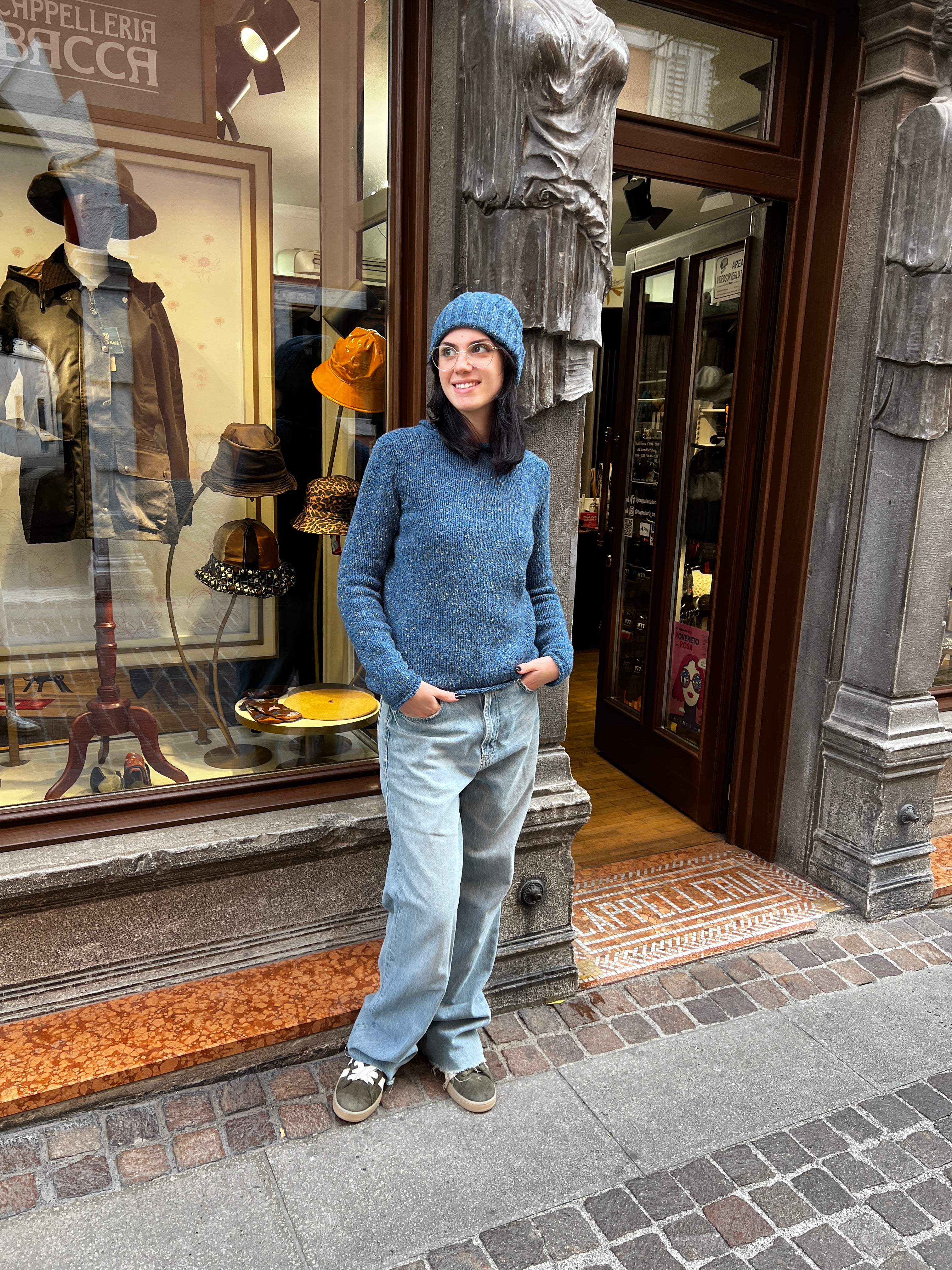 Maglione Donna In Pura Lana Azzurro