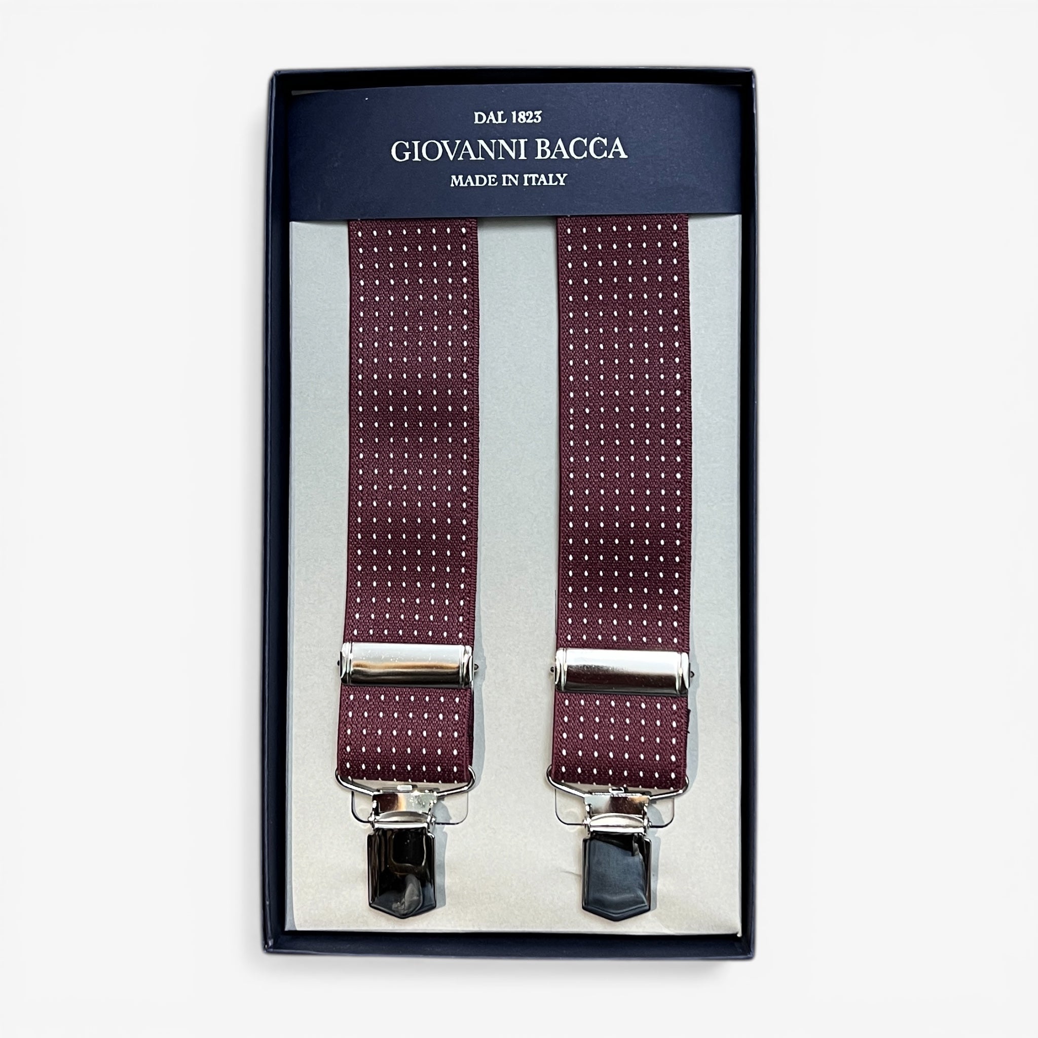 Bretelle Larghe Elastiche Bordeaux Pois Bianchi - Cappelleria Bacca