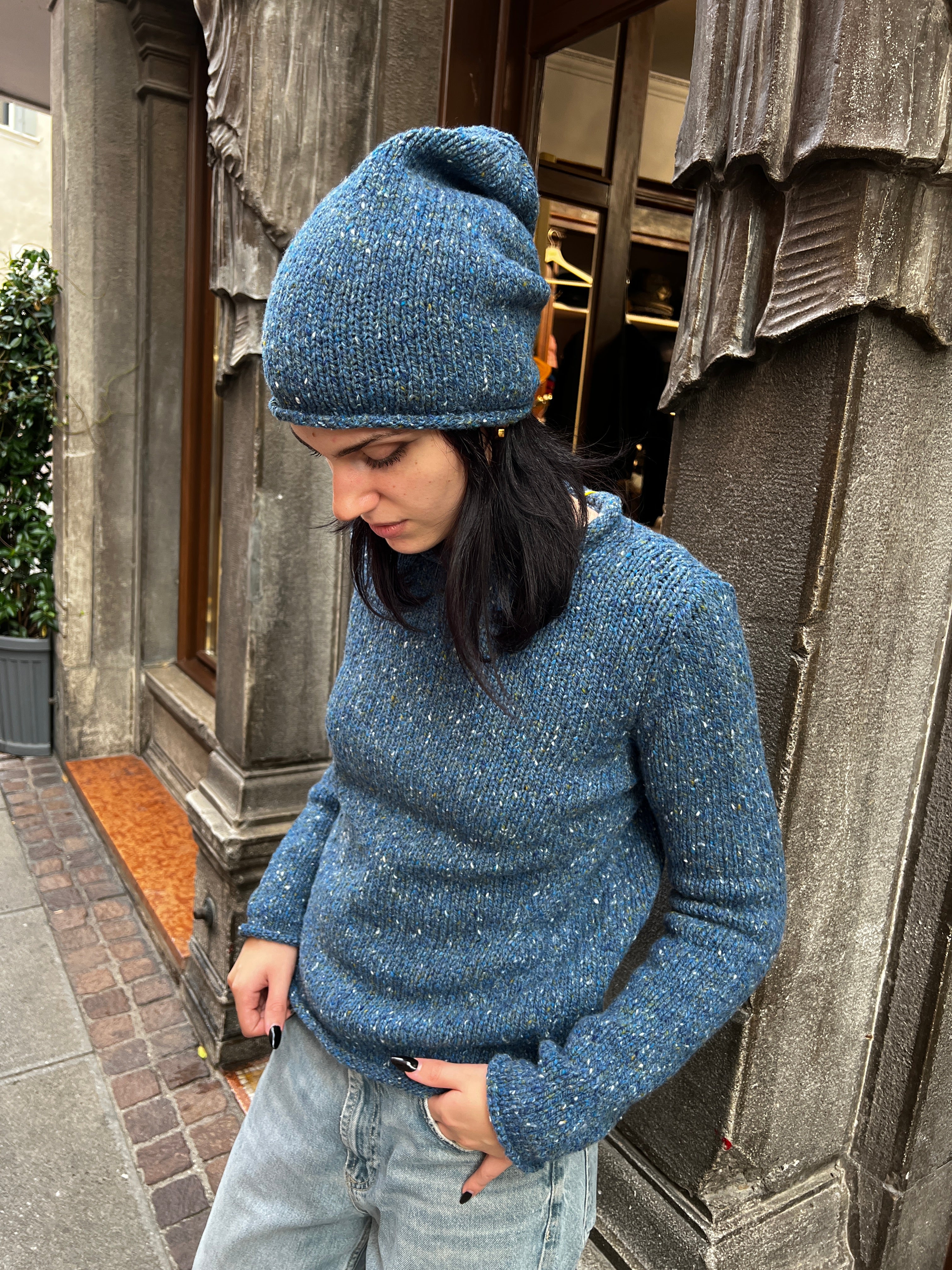 Maglione Donna In Pura Lana Azzurro
