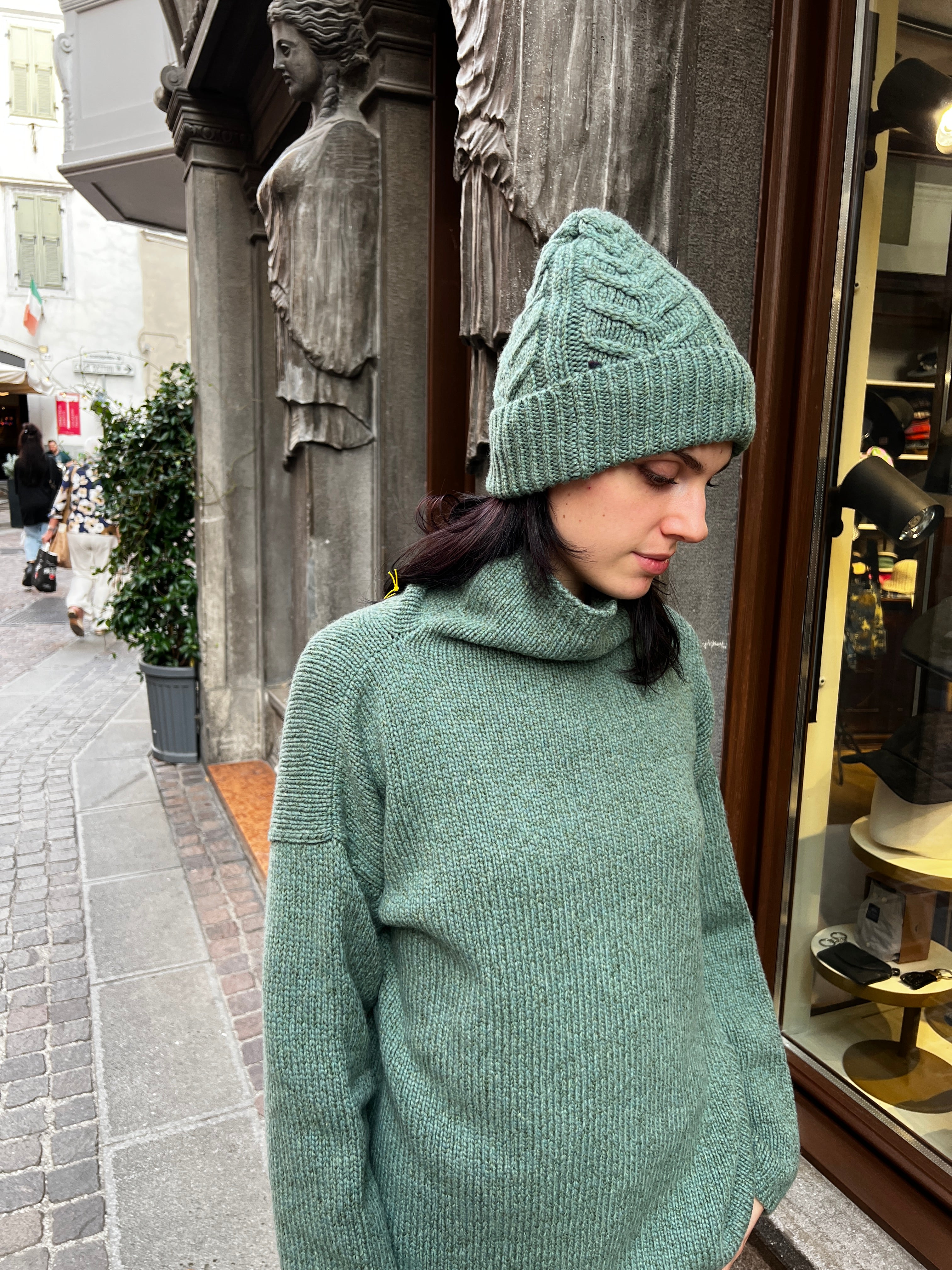 Maglione Donna In Pura Lana Verde Salvia