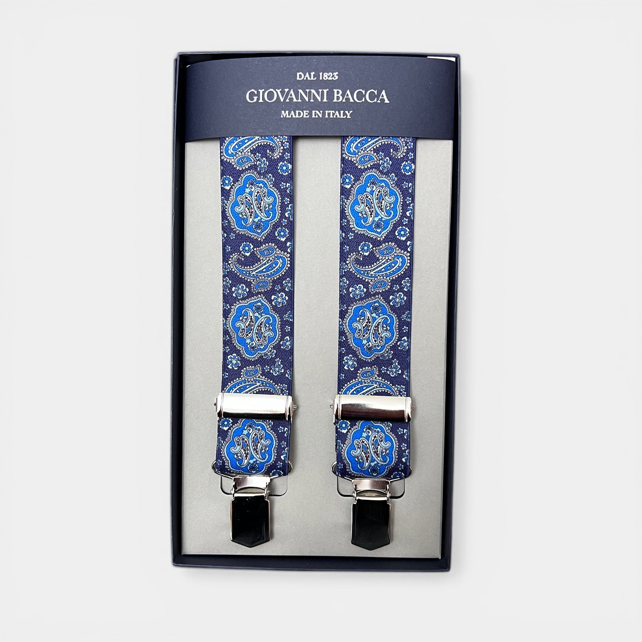 Bretelle Larghe Elastiche Motivo Cashmere Blu/Royal - Cappelleria Bacca