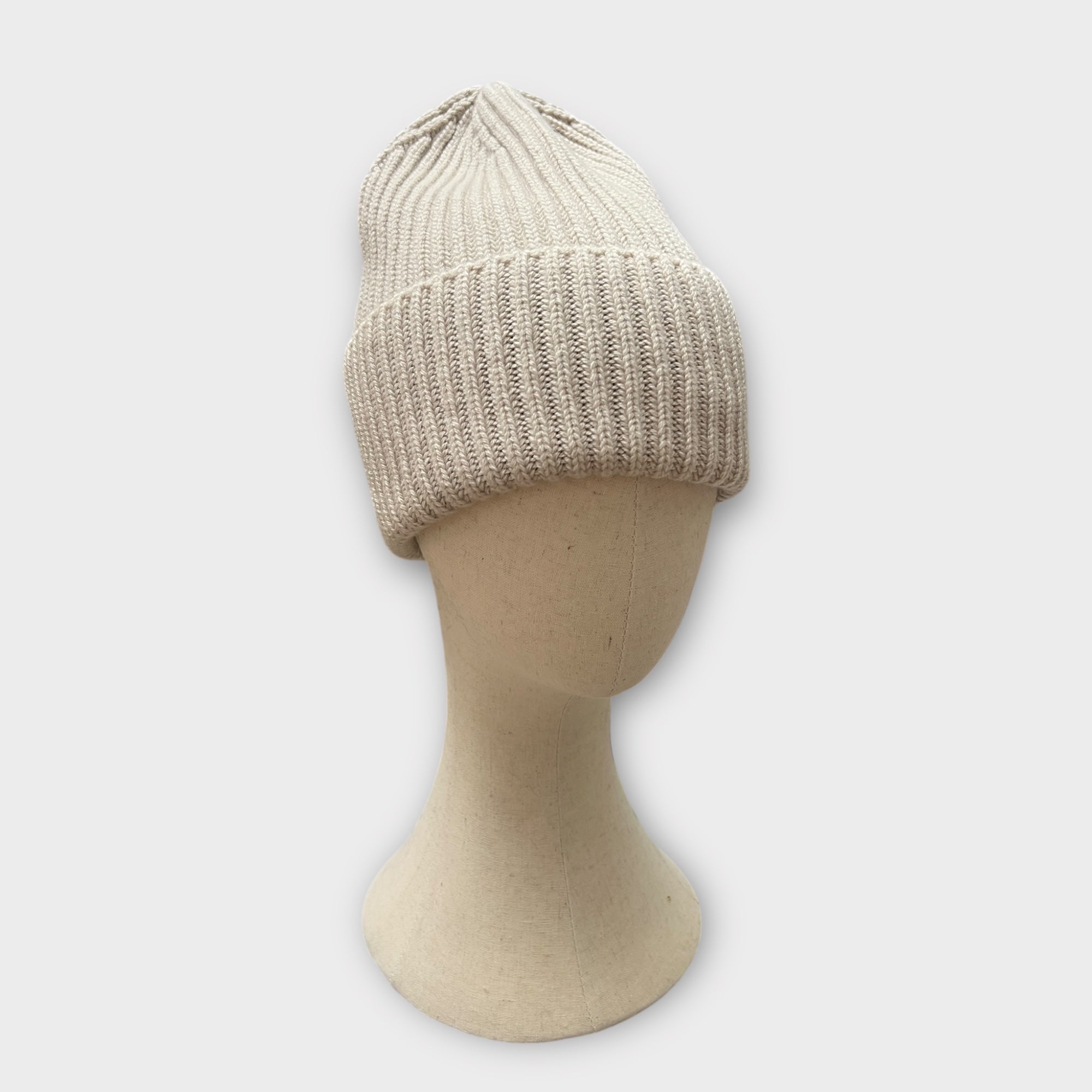 Berretto Beanie Con Risvolto In Puro Cashmere