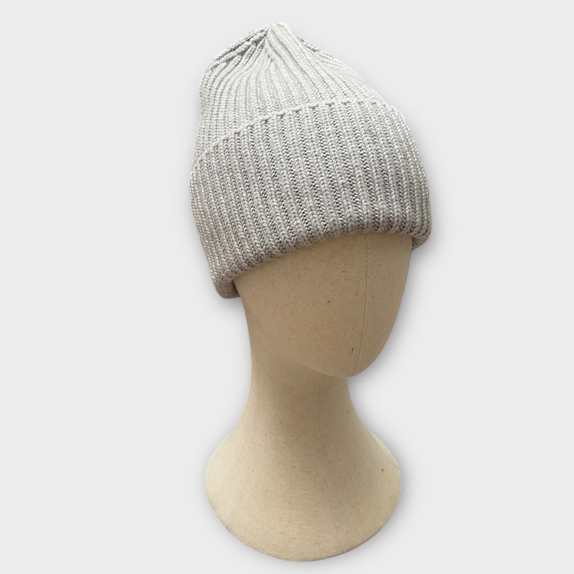 Berretto Beanie Con Risvolto In Puro Cashmere