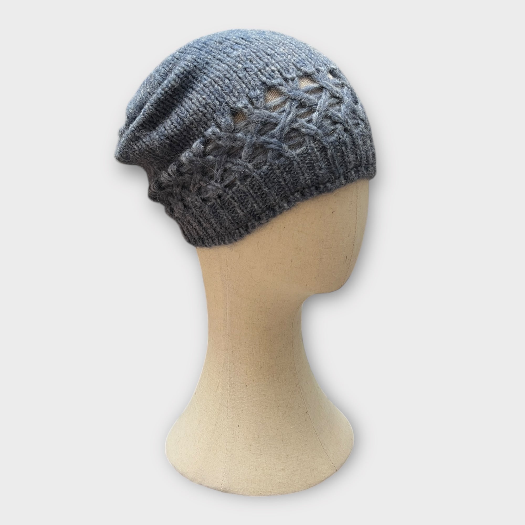 Berretto Beanie In Maglia Di Lana e Baby Alpaca