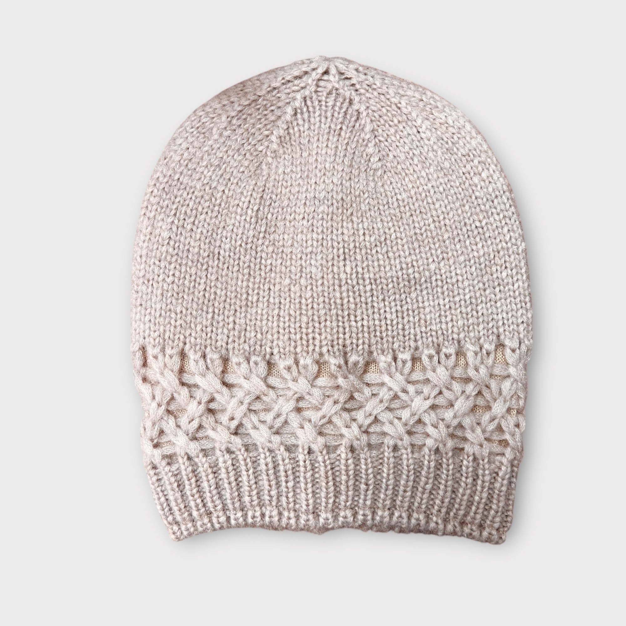 Berretto Beanie In Maglia Di Lana e Baby Alpaca