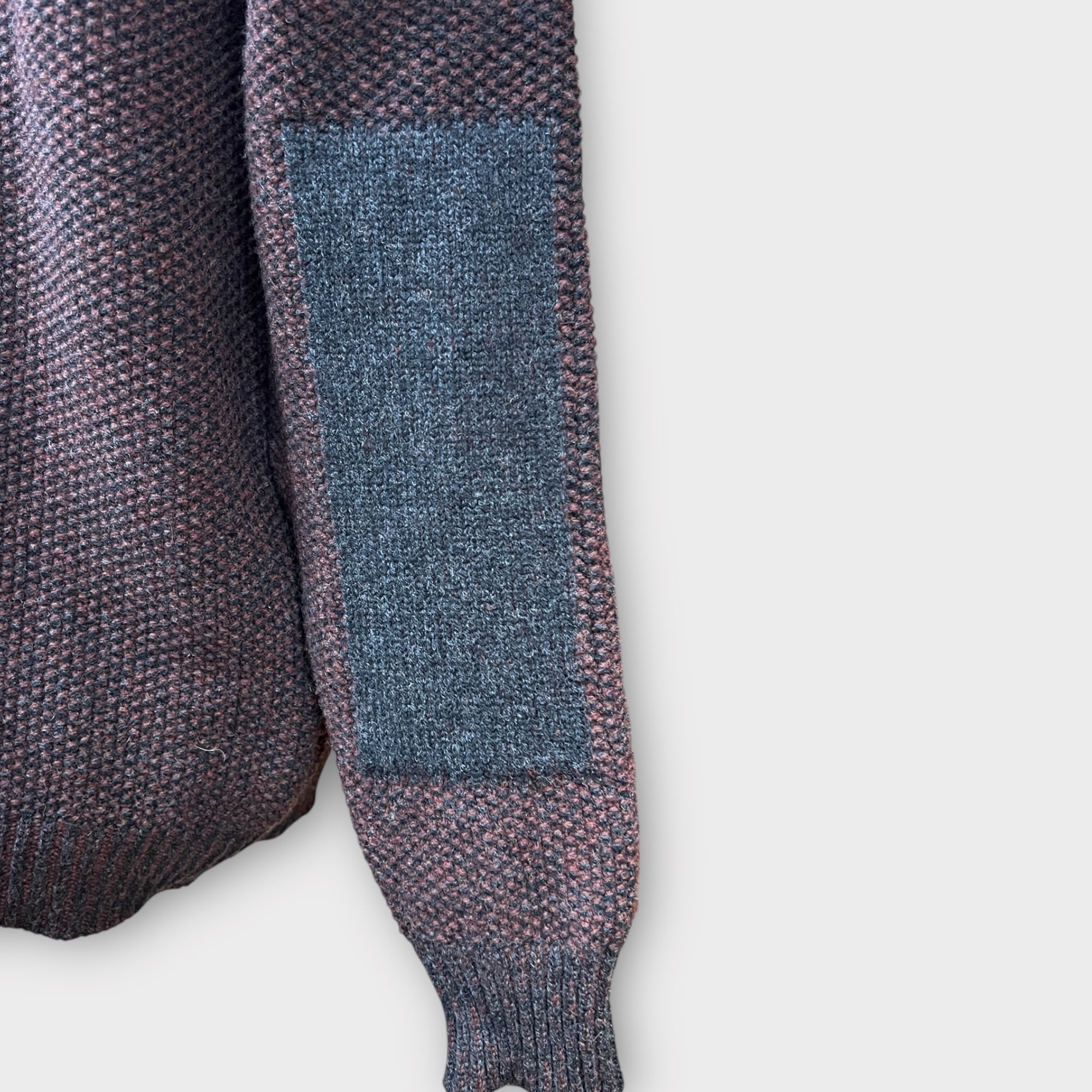ARKET - Maglione a coste larghe in misto lana blu con collo a imbuto e zip corta ARKET - Maglione a coste larghe in misto lana blu con collo a imbuto e zip corta