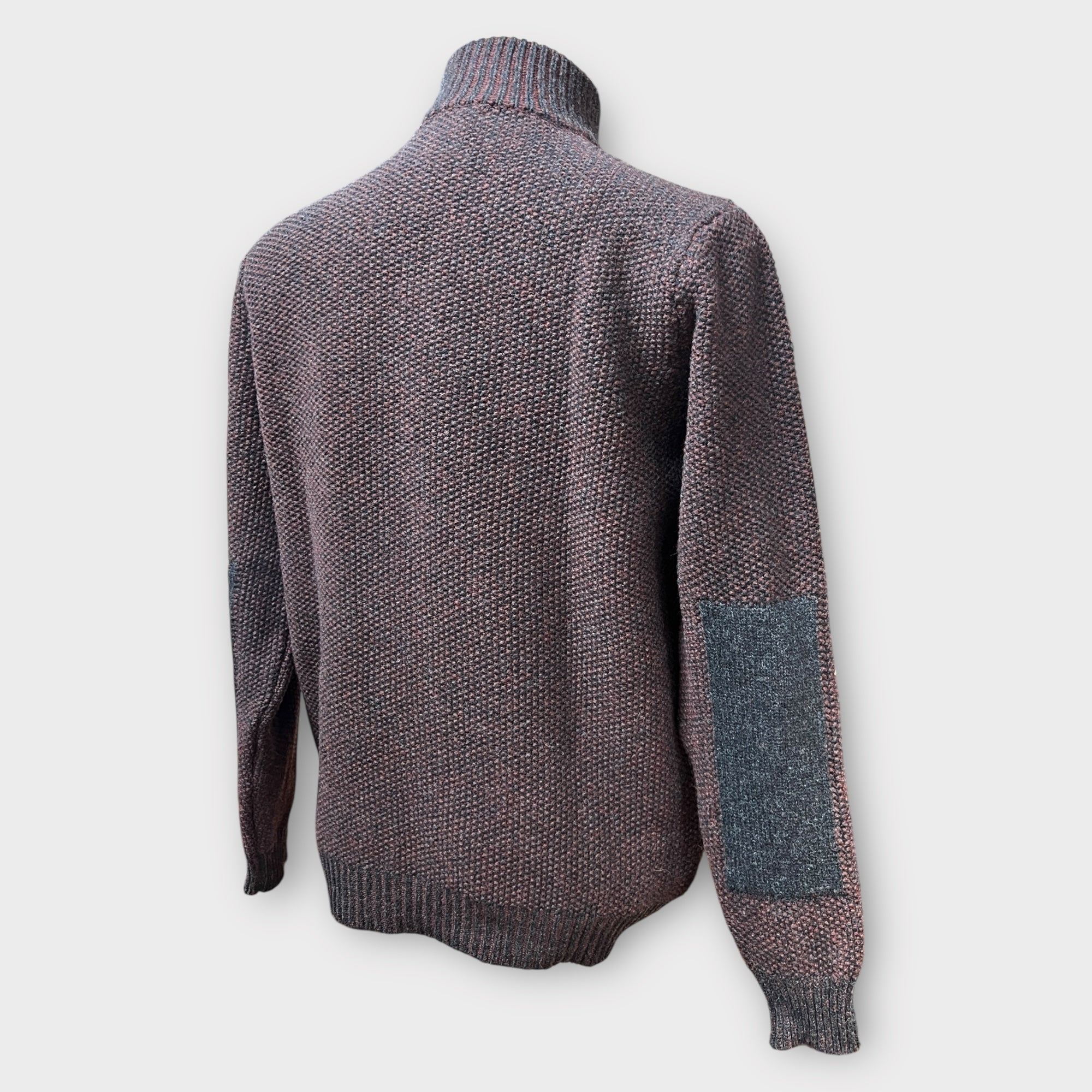 Maglione Uomo In Pura lana Aran Con Zip Neck