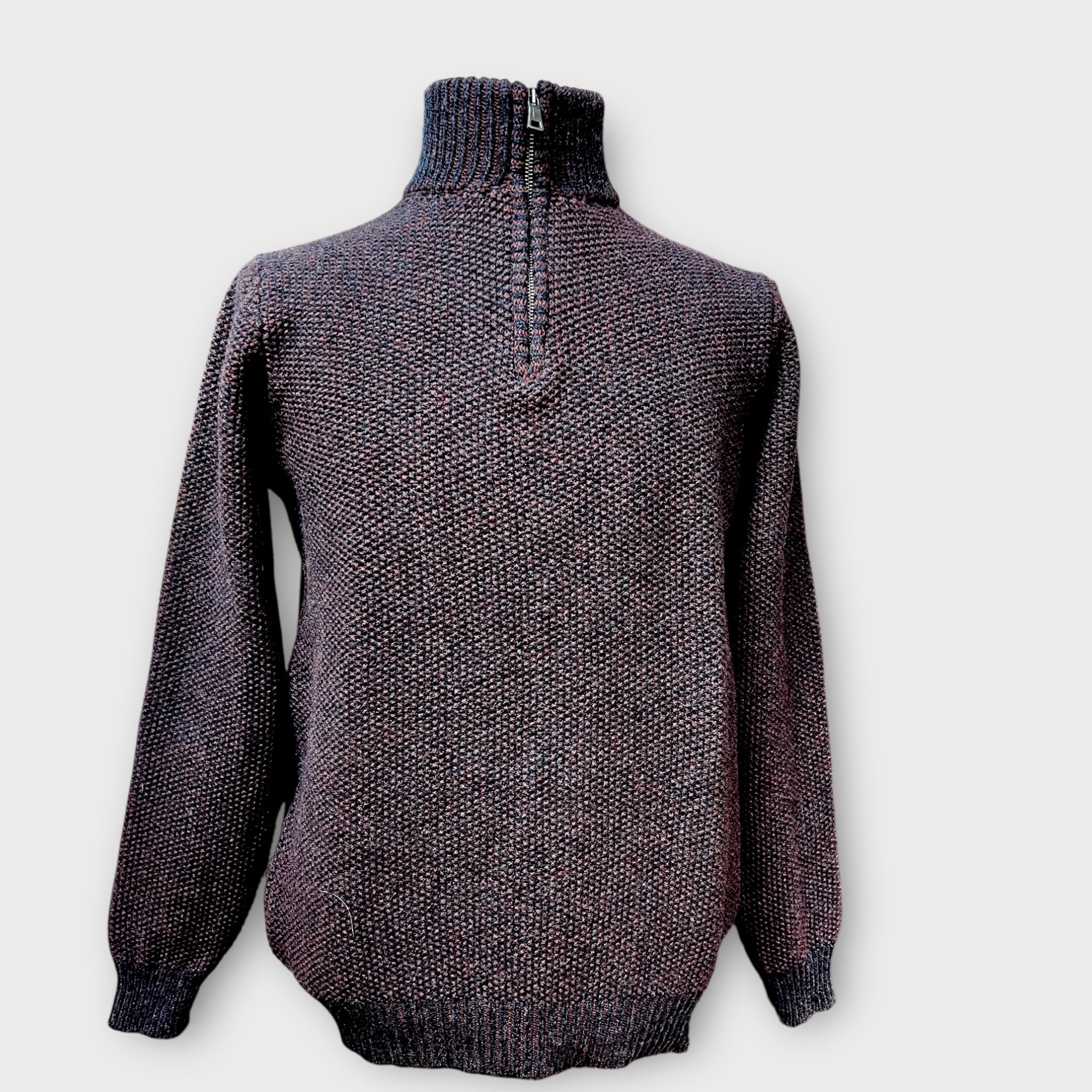 Maglione Uomo In Pura lana Aran Con Zip Neck