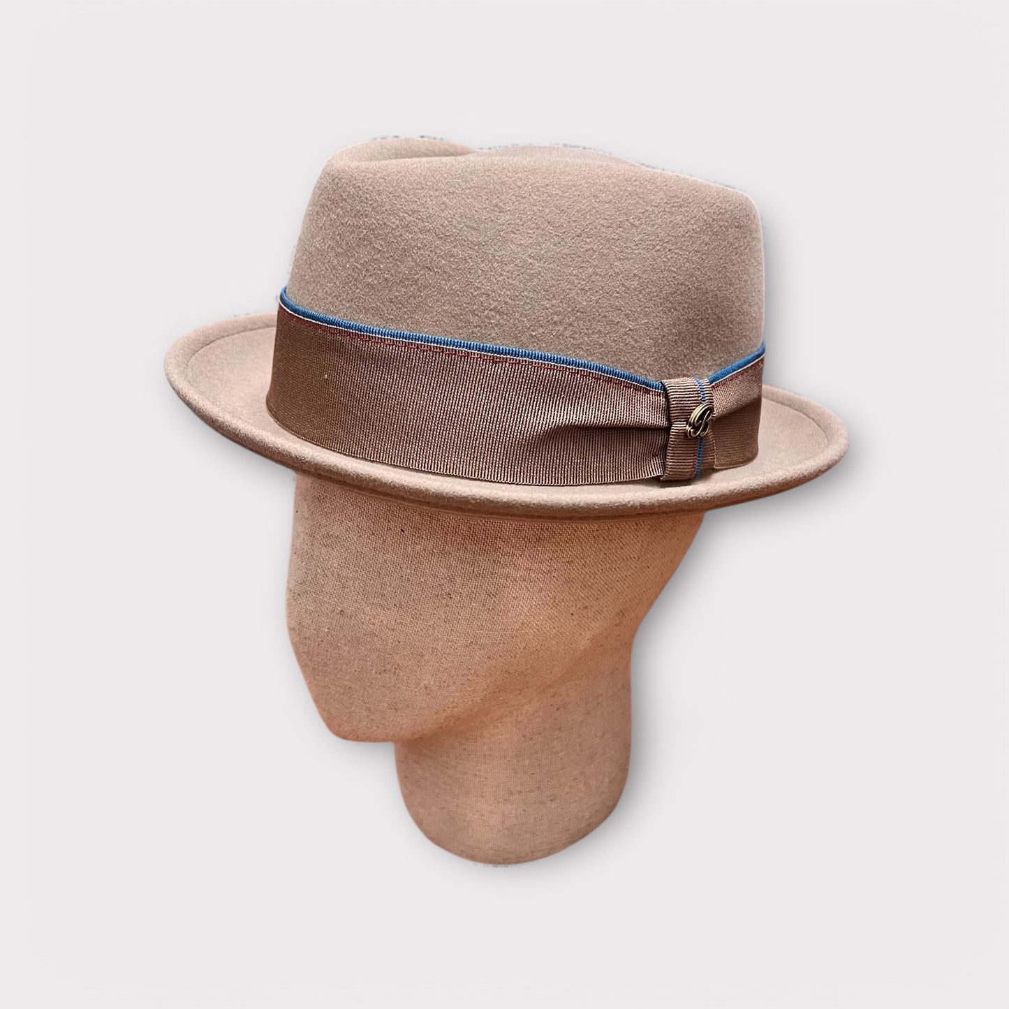 Cappello In feltro di Lana Diamante Pork Pie Beige