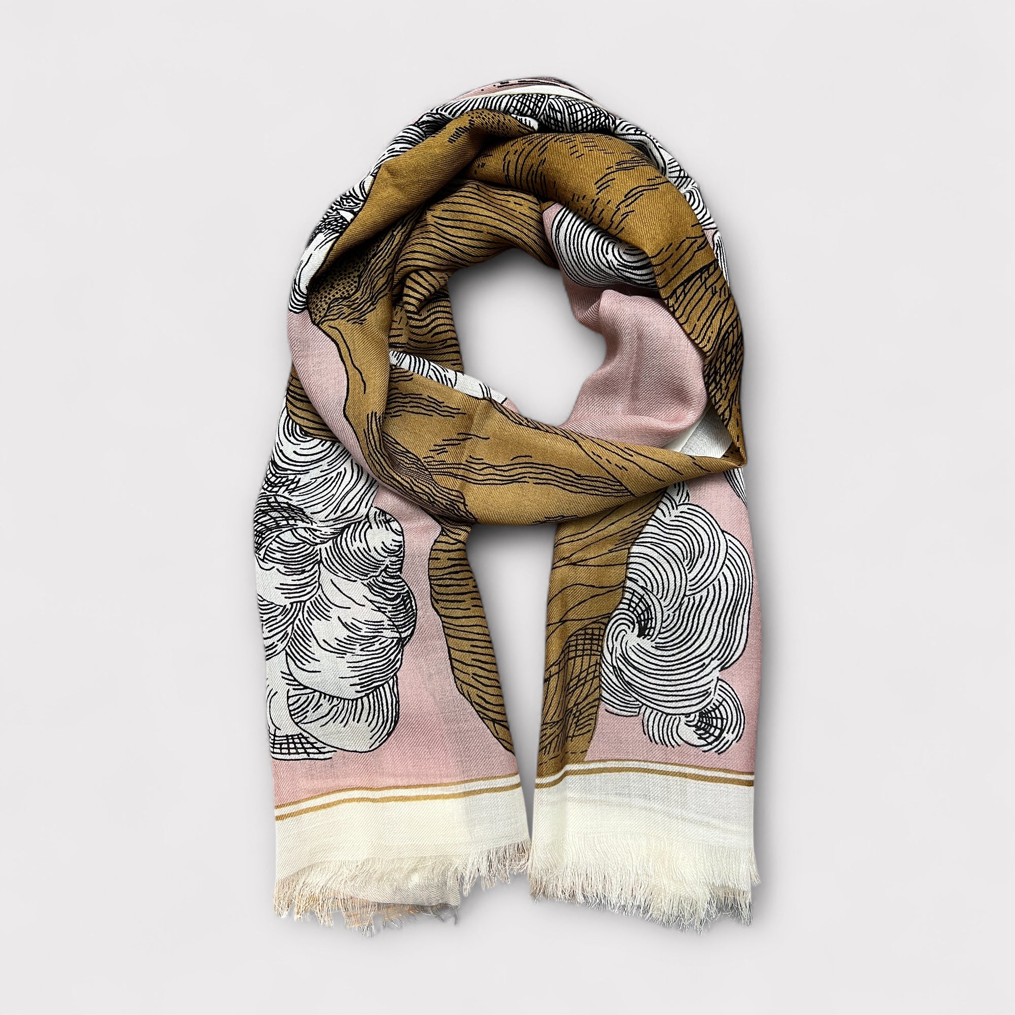 sciarpa in lana inoui 70 x 190 cm rosa ocra Montana