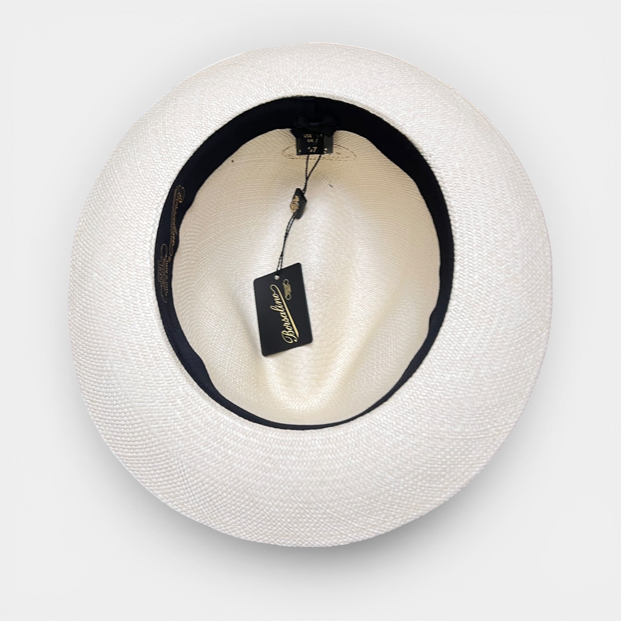 Cappello Panama Quito Originale Borsalino Ala Media Nastro Azzurro