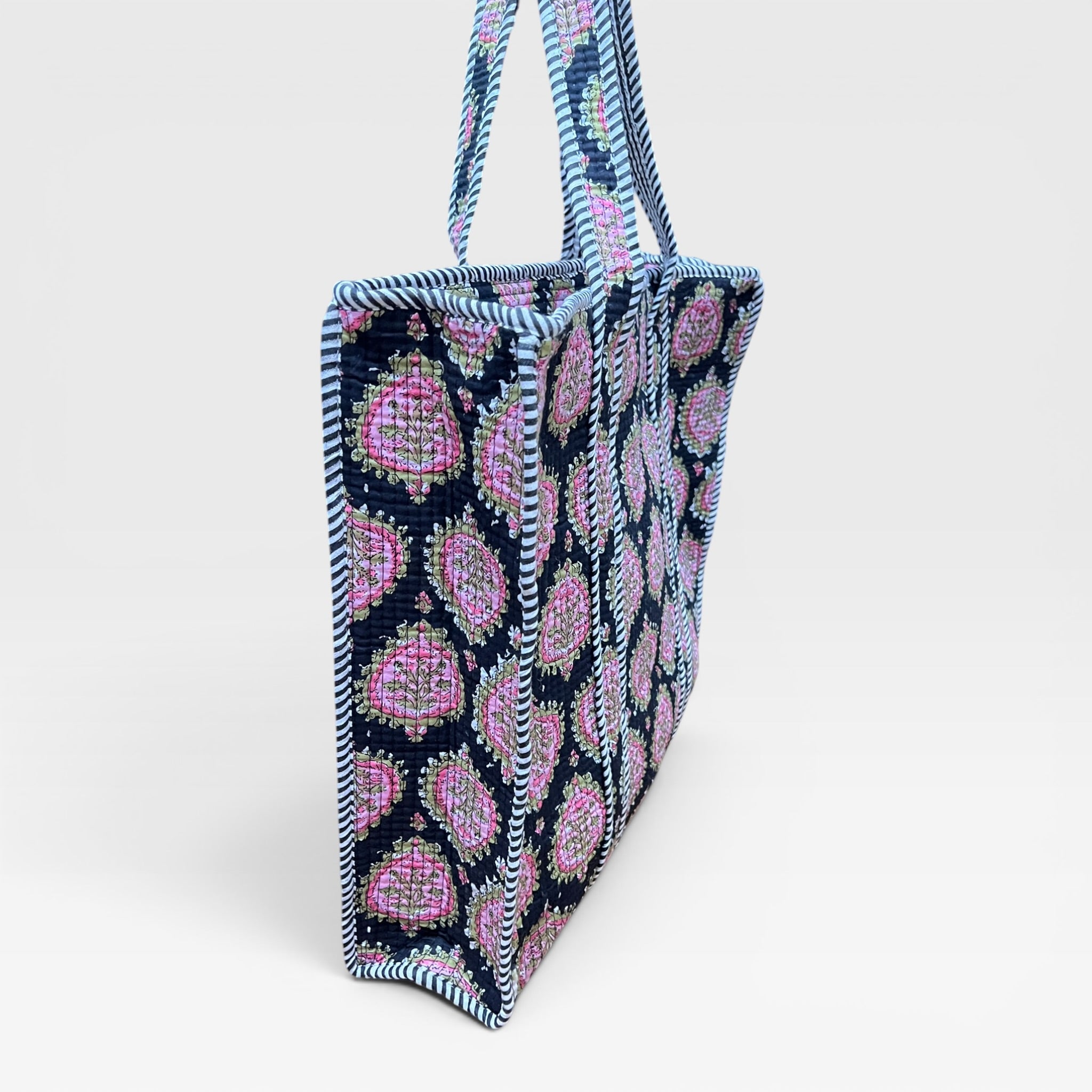 Borsa Ampia Shopping/Mare In Tessuto di Cotone Trapuntato - Cappelleria Bacca