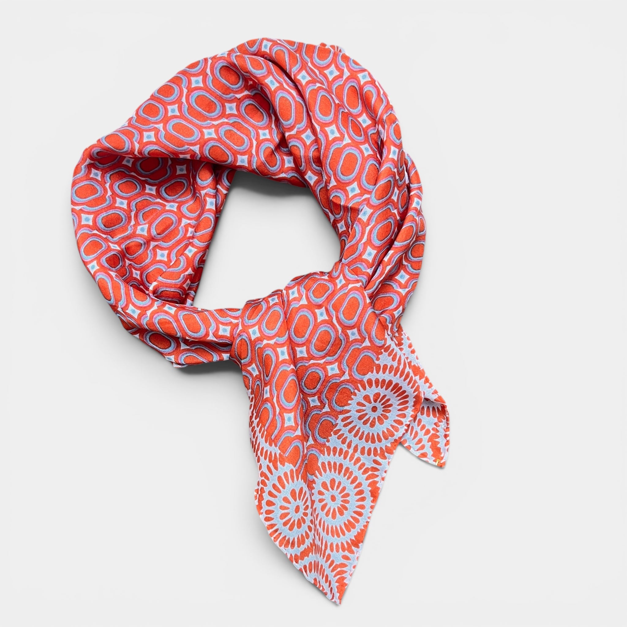 Foulard in Pura Seta 50x50 cm "Tempo" In Scatola Vintage