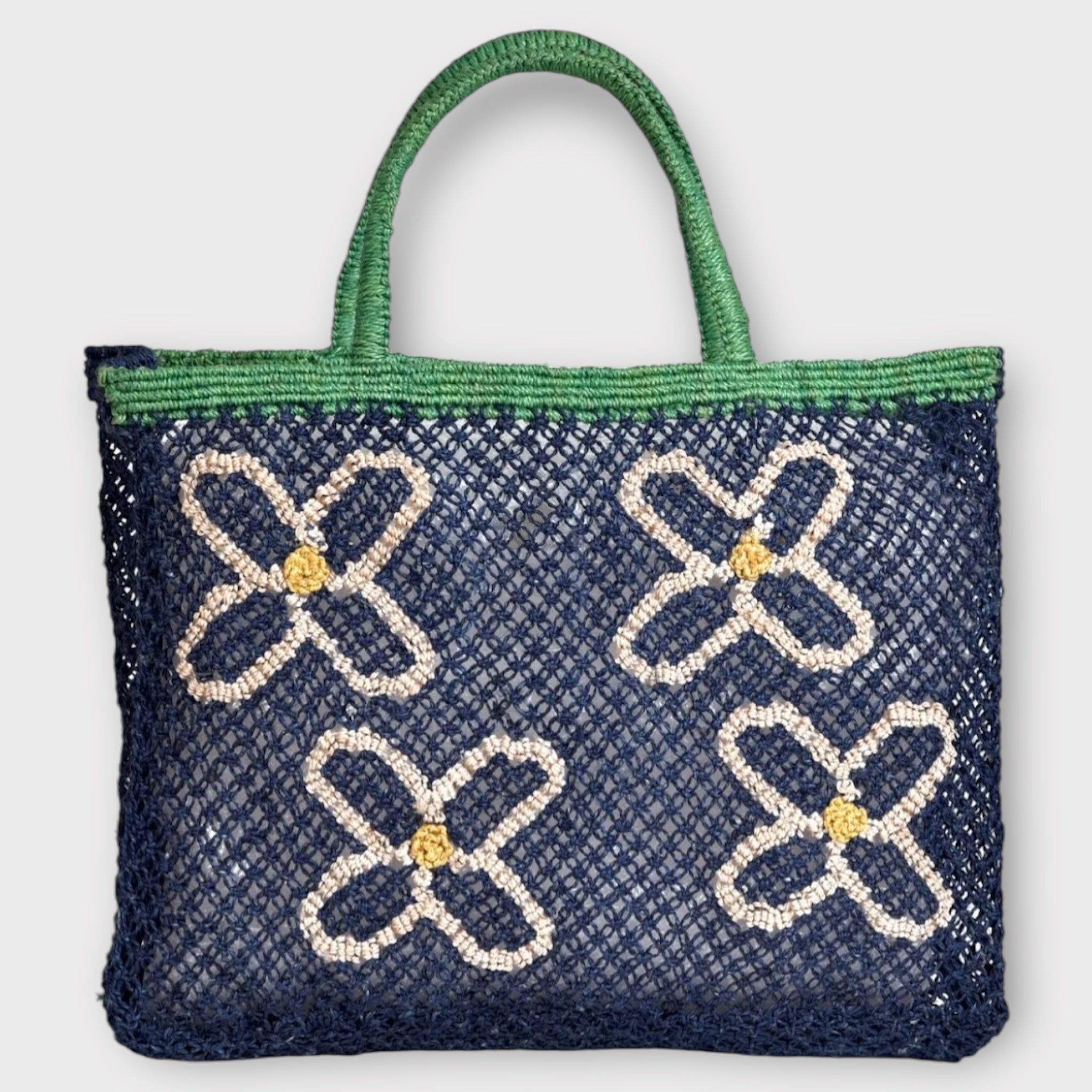 Borsa Da Donna in Juta Macrame' Blu Margherite