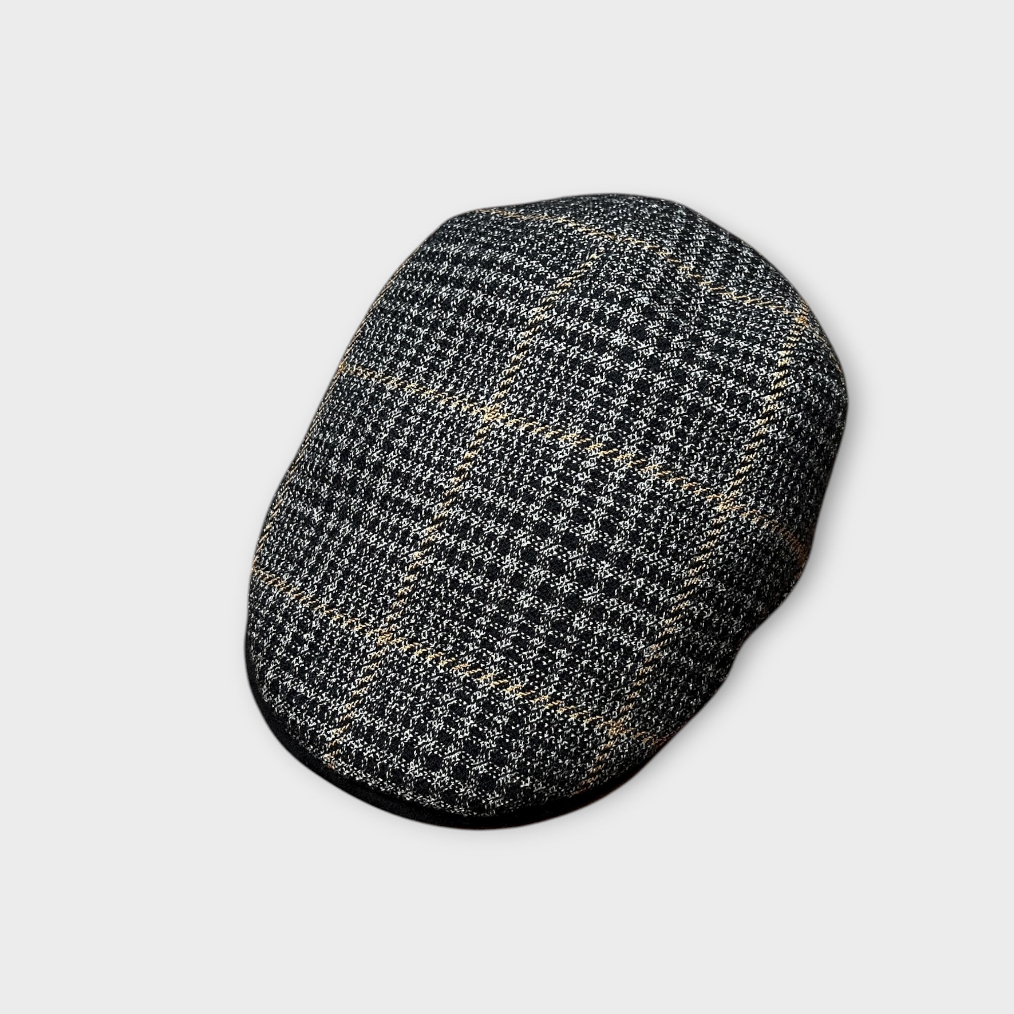 Coppola Uomo In Pura Lana Principe di Galles Nero e Beige