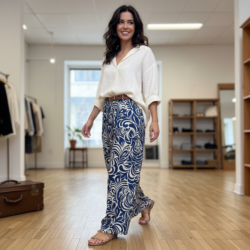 Pantalone Estivo a Palazzo In Seta