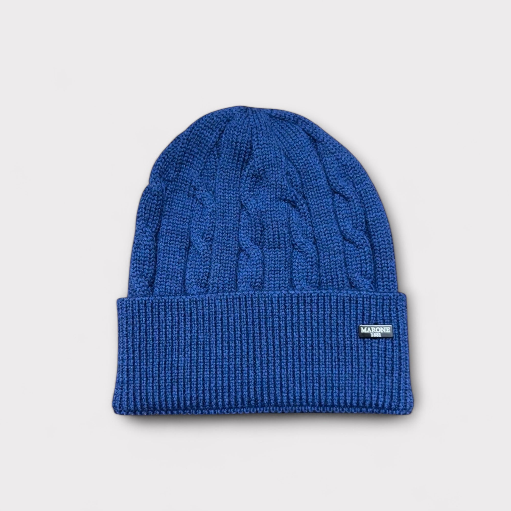 Berretto Unisex Con Risvolto In Pura Lana Merinos Treccia