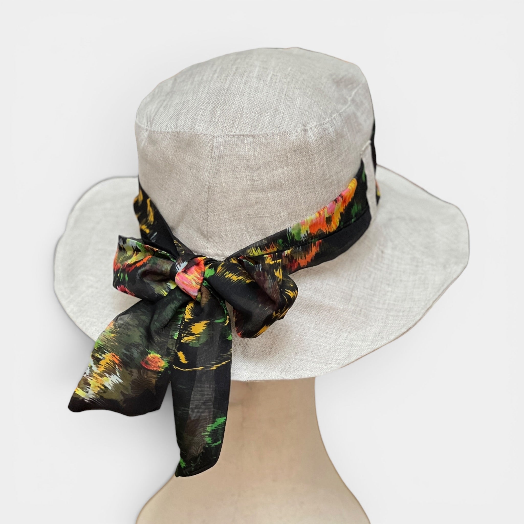 Cappello Donna Estivo in Lino Con Fascia Ala Media - Cappelleria Bacca