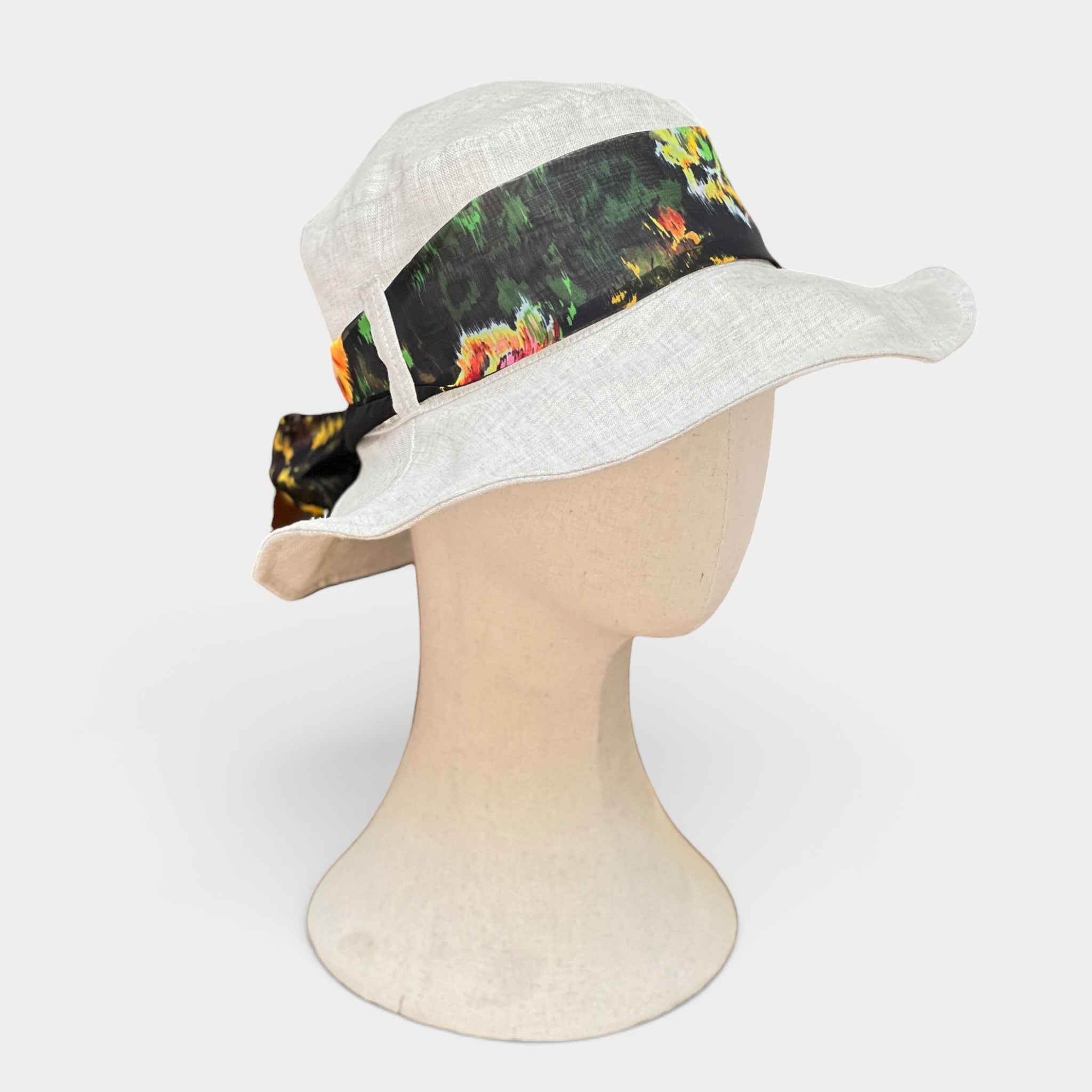 Cappello Donna Estivo in Lino Con Fascia Ala Media - Cappelleria Bacca