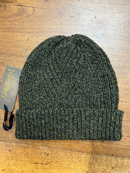 Berretto Beanie In Lana A Coste Fisherman Out Of Ireland Blu