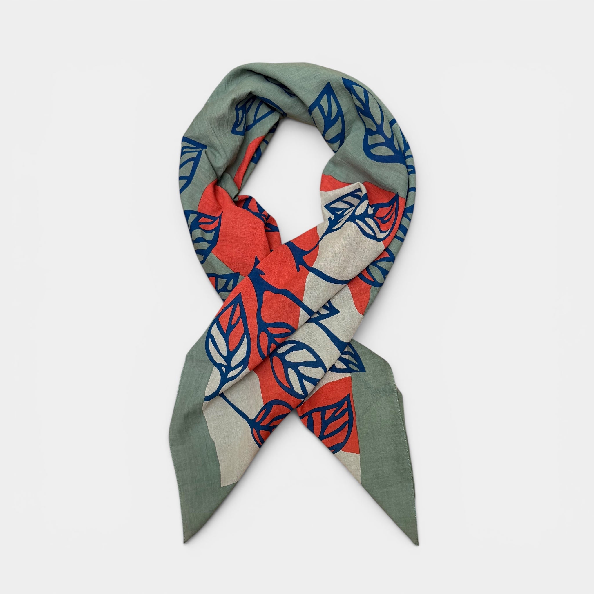 Foulard In puro Cotone 100x100 cm Rosso e Verde - Cappelleria Bacca