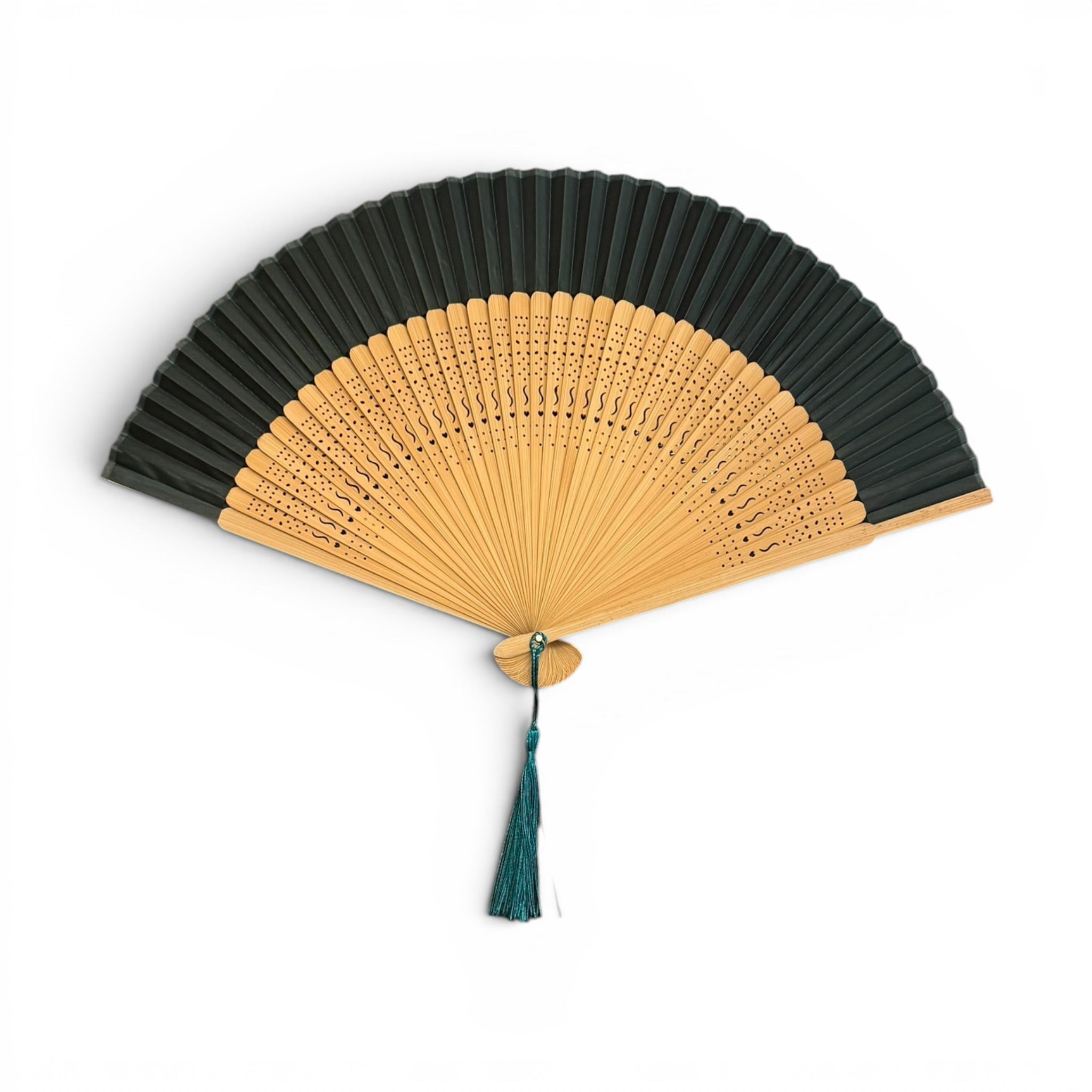 Ventaglio In Bamboo e Seta Tinta Unita Diam. 37 cm.
