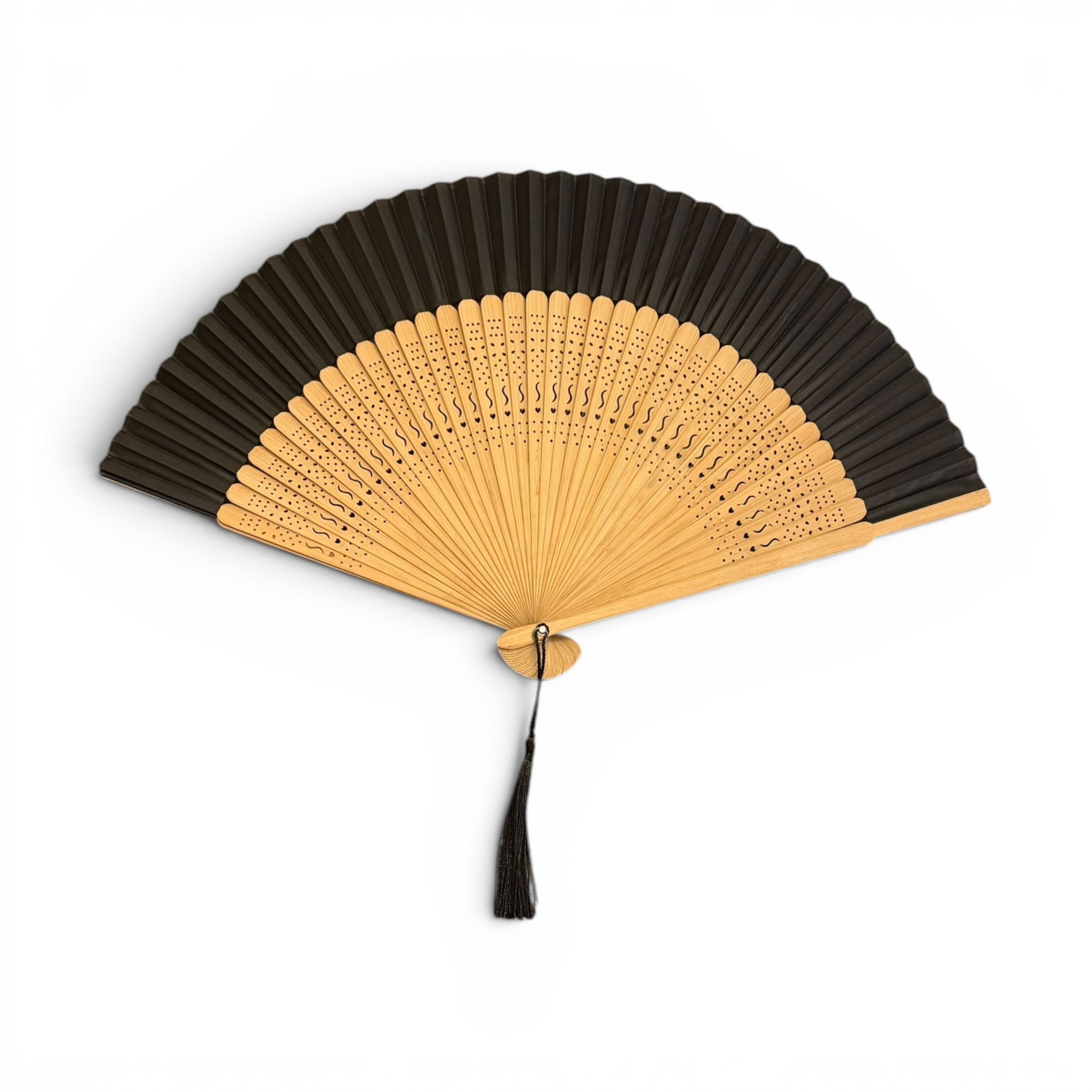 Ventaglio In Bamboo e Seta Tinta Unita Diam. 37 cm.