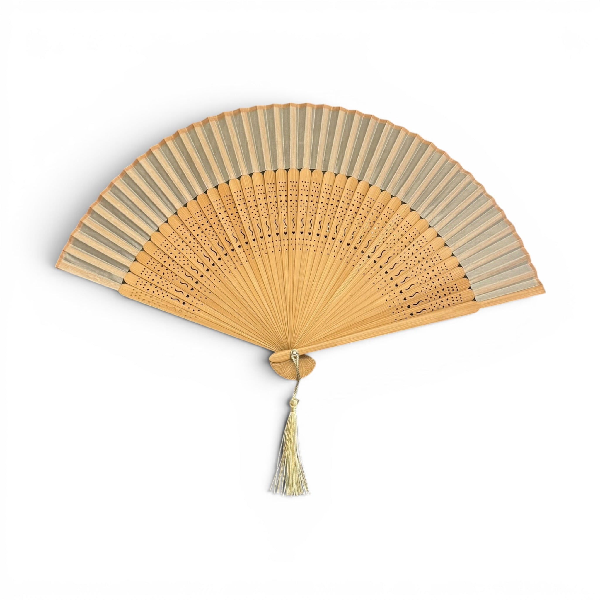 Ventaglio In Bamboo e Seta Tinta Unita Diam. 37 cm.