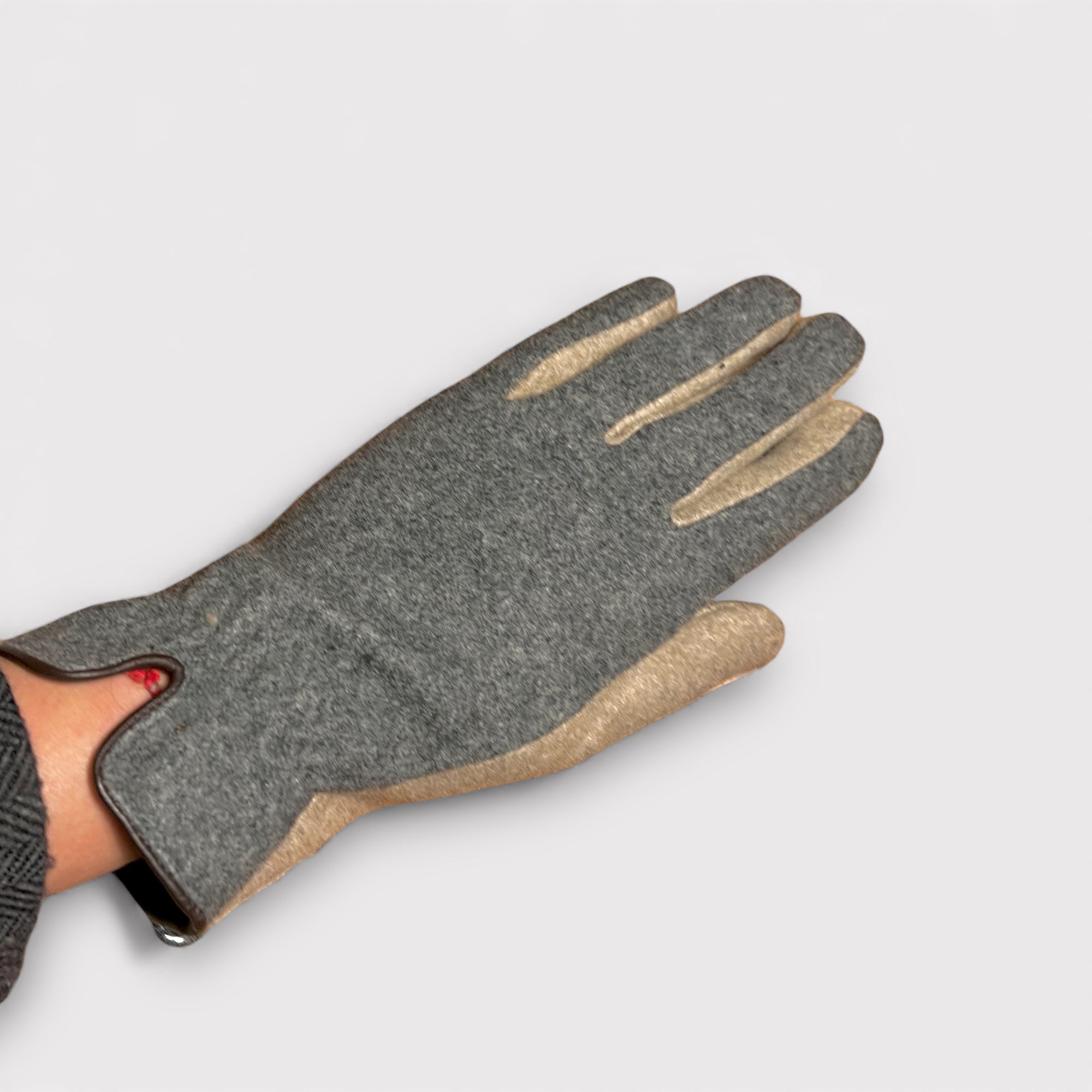 Guanti Donna Bicolor Grigio/Beige Touch Screen