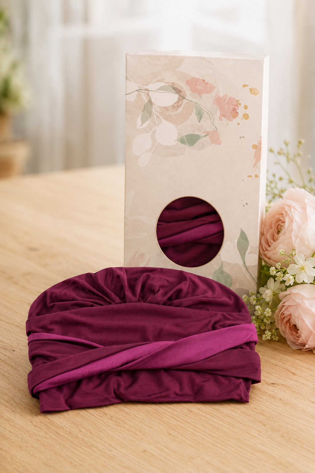 Berretto Turbante Donna In Morbido Bamboo Bicolor- per Pelli Sensibili