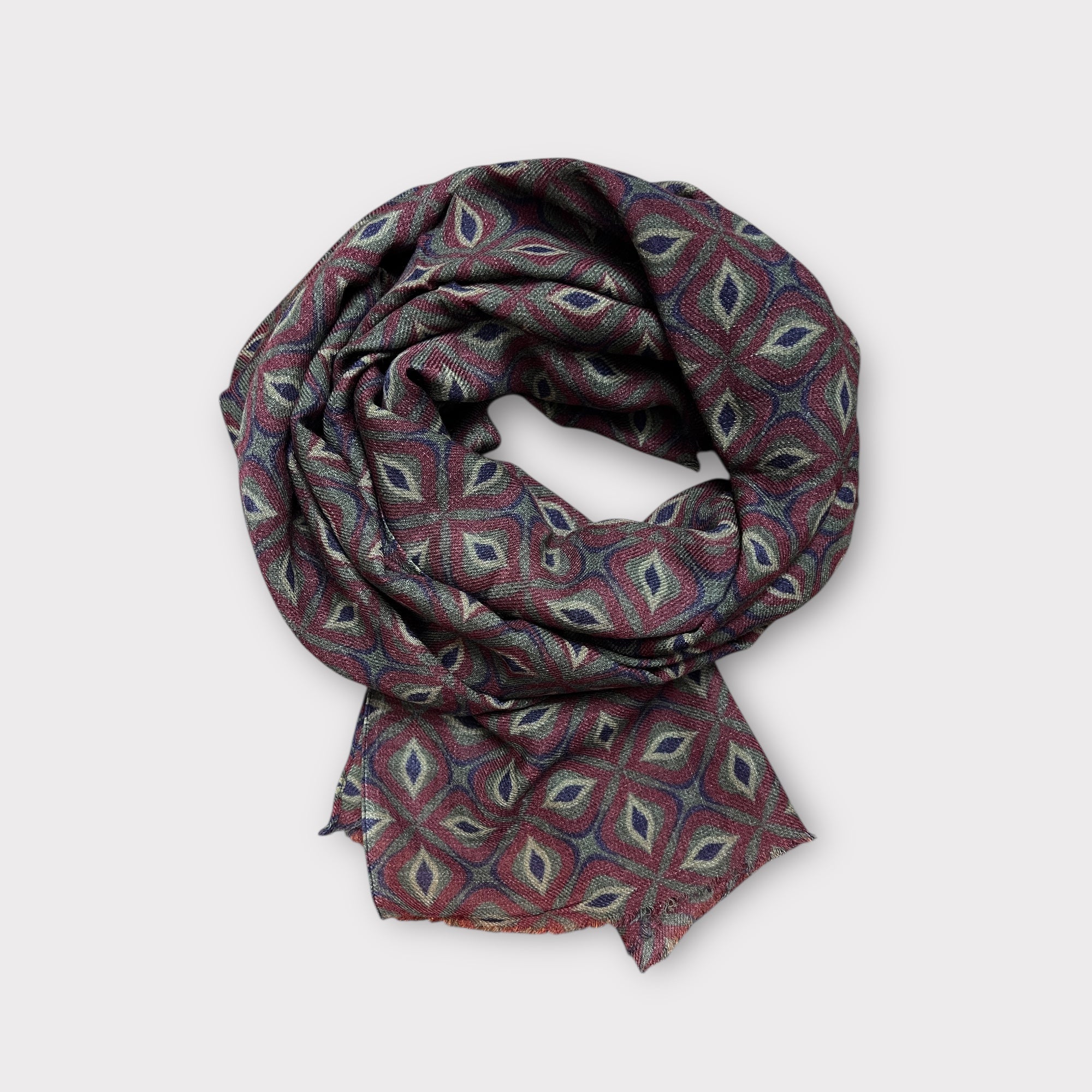 Sciarpa Unisex In Tessuto Di Pura Lana 70 cm x 200 cm "leaves"