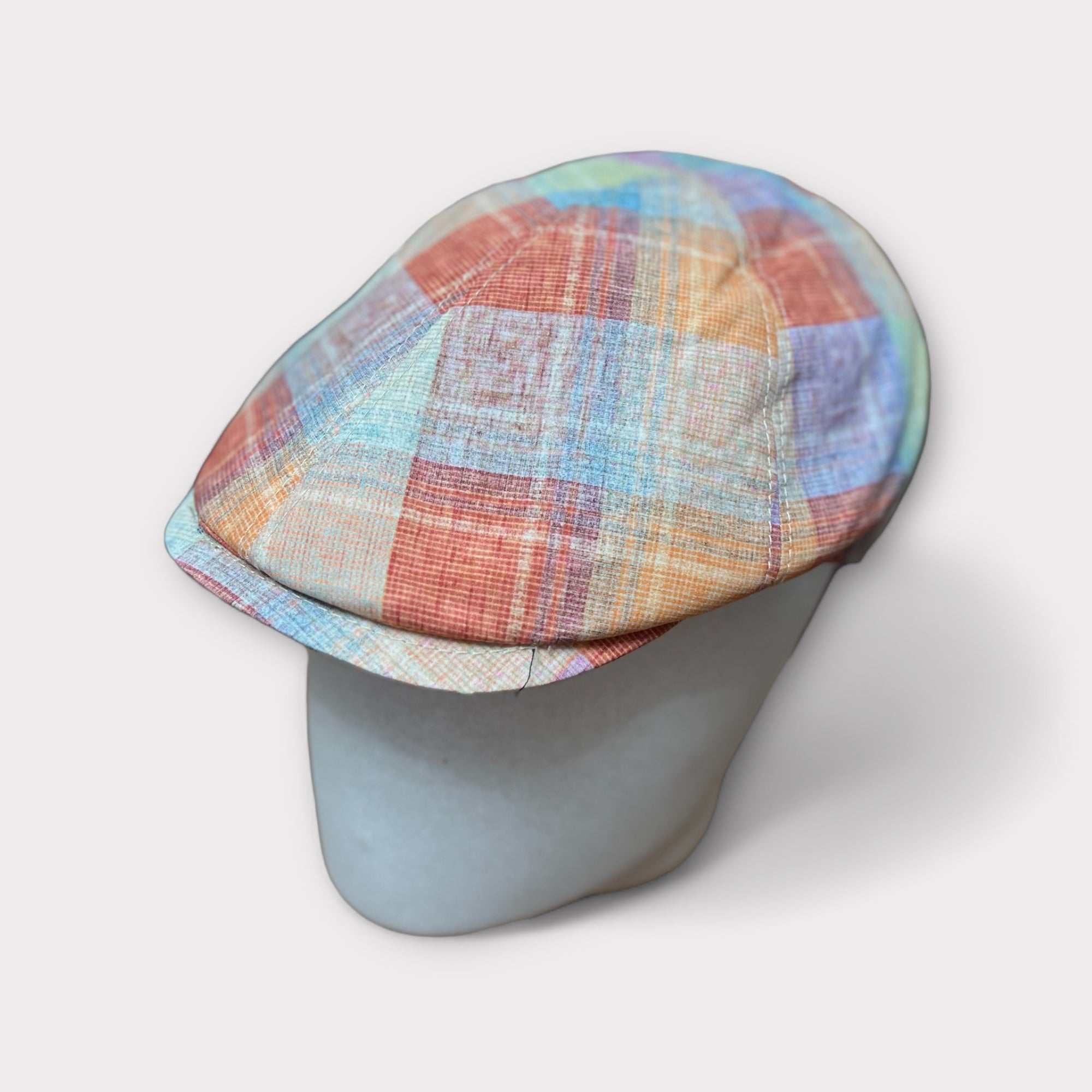 Lightweight Summer Cap in Multicolored Cotton Check