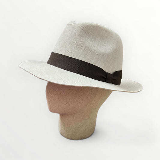 Cappello Fedora Estivo In Tessuto Lino